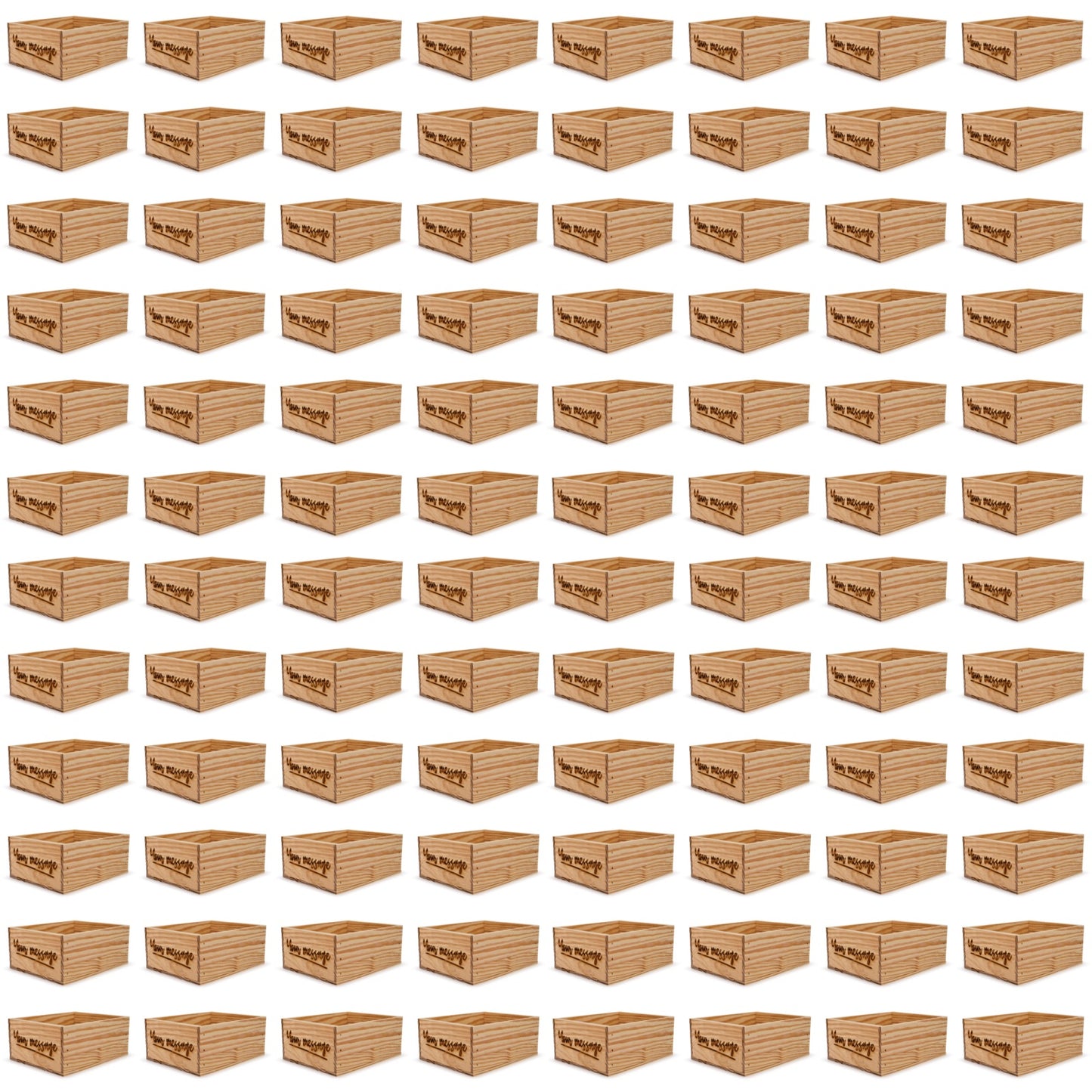 96 Small wooden crates with custom message 12x9.75x5.25