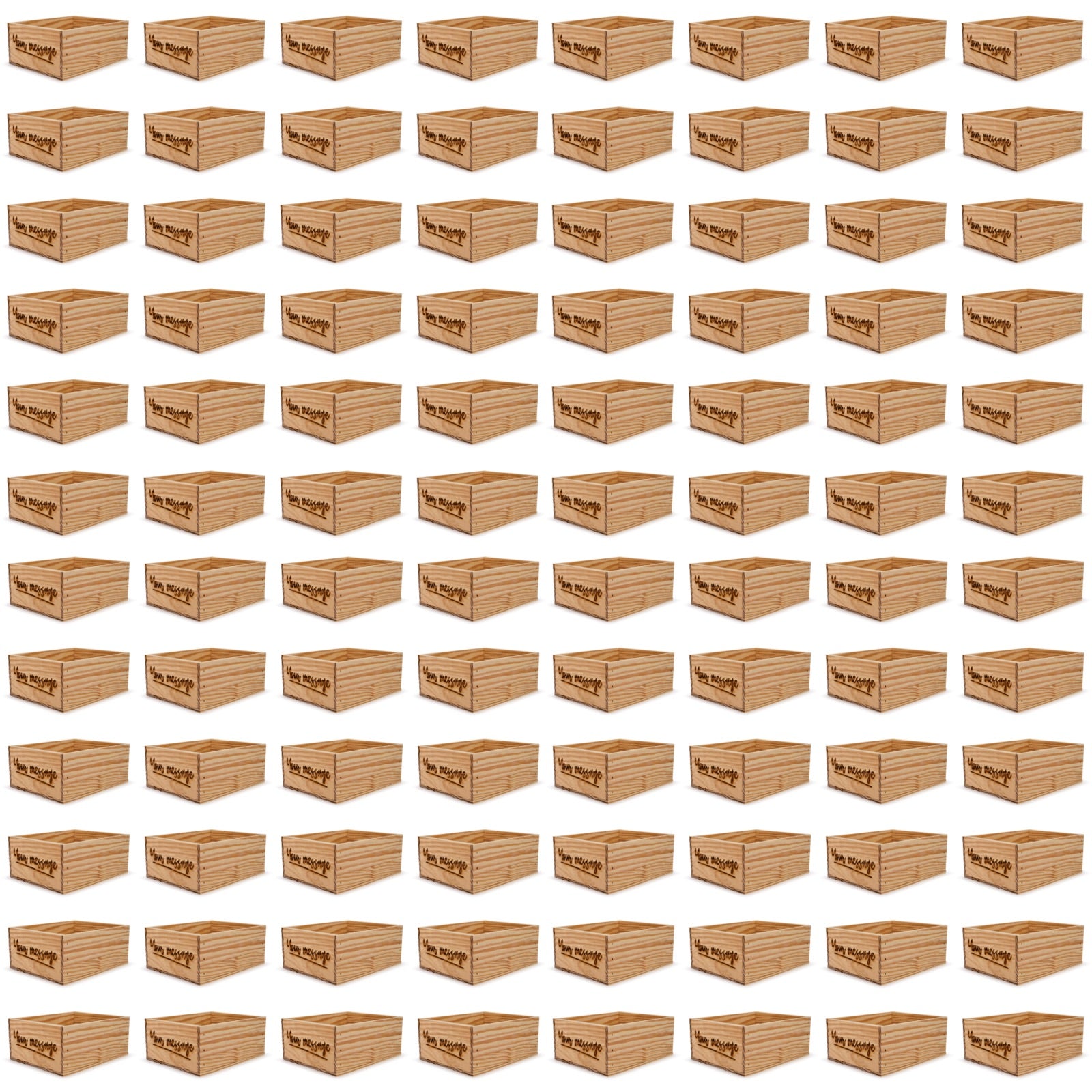 96 Small wooden crates with custom message 12x9.75x5.25