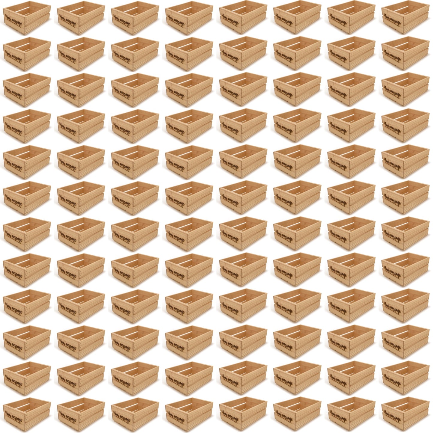 96 Small wooden crates with custom message 12x9x5.25