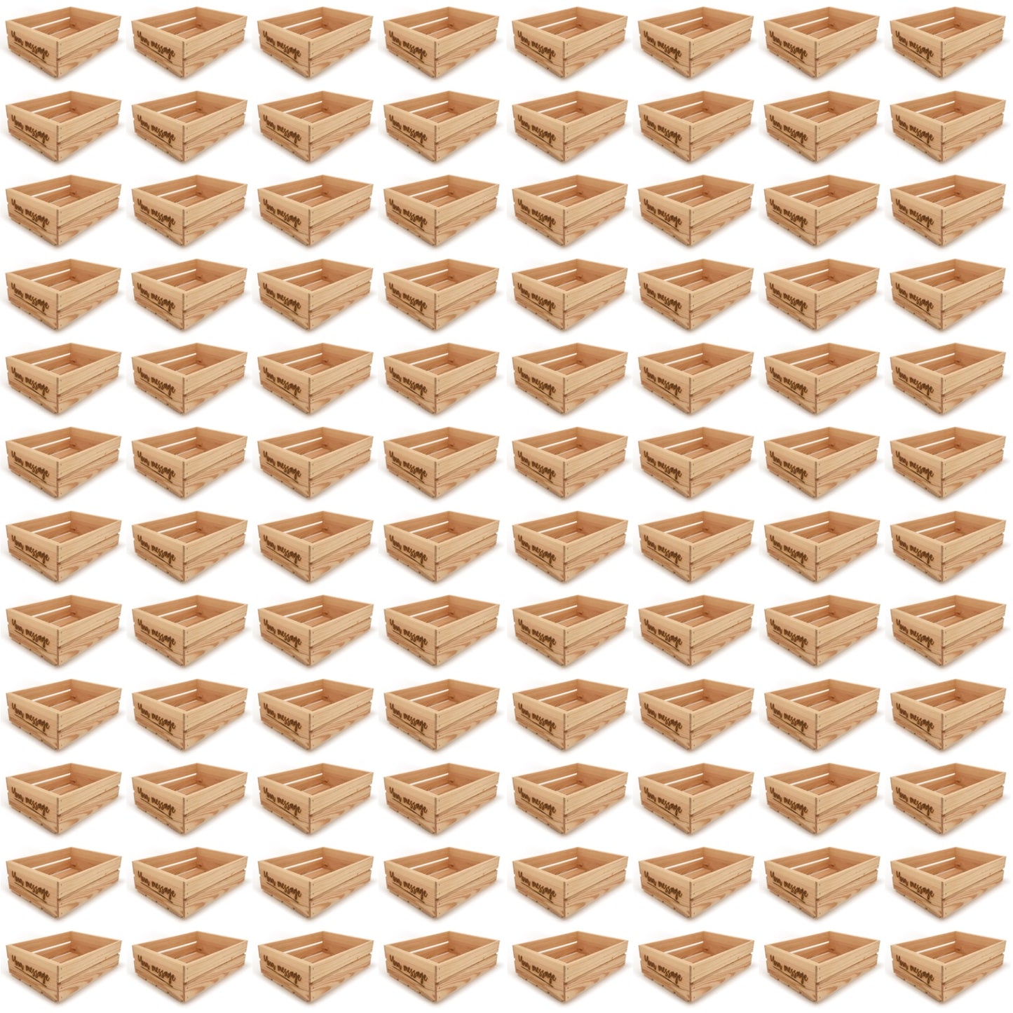 96 Small wooden crates with custom message 16x12x5.25