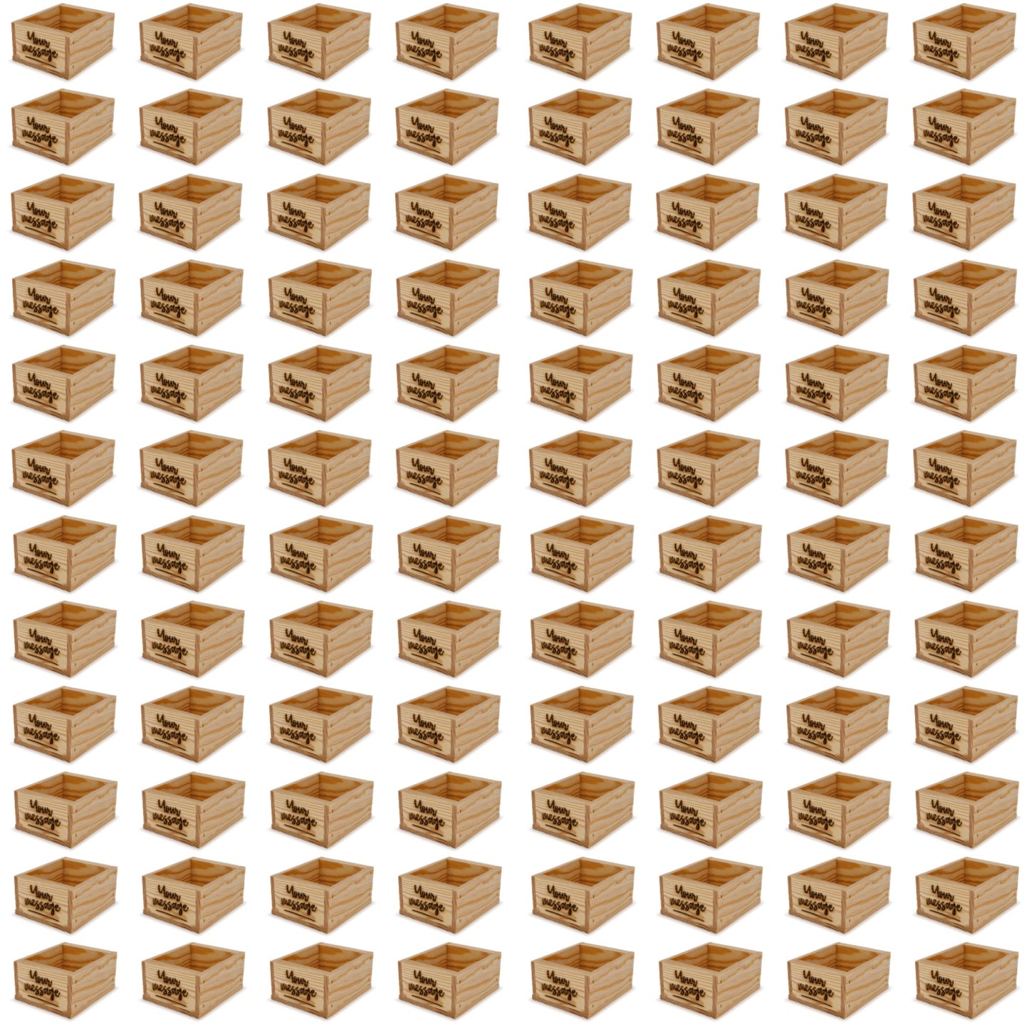 96 Small wooden crates with custom message 5x4.5x2.75