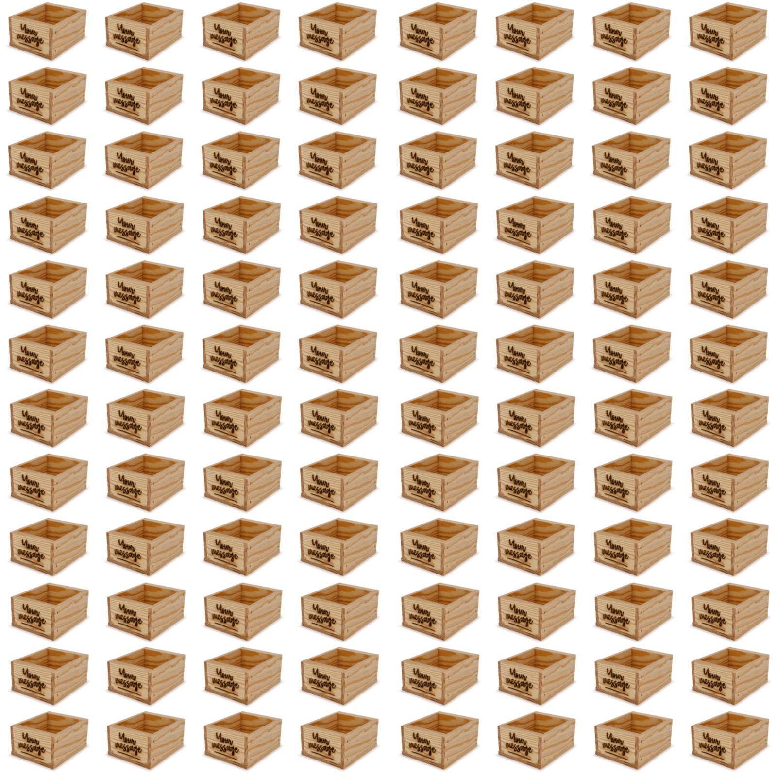 96 Small wooden crates with custom message 5x4.5x2.75