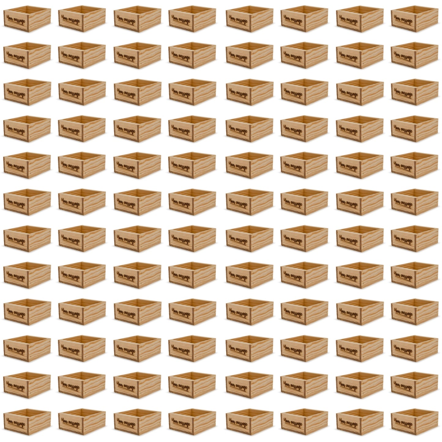 96 Small wooden crates with custom message 6x5.5x2.75