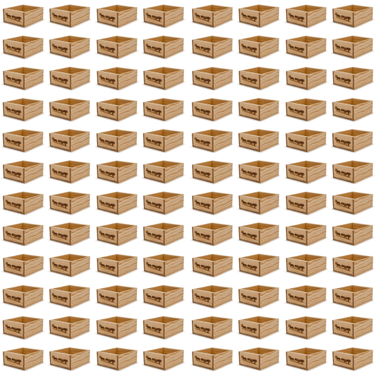 96 Small wooden crates with custom message 6x5.5x2.75