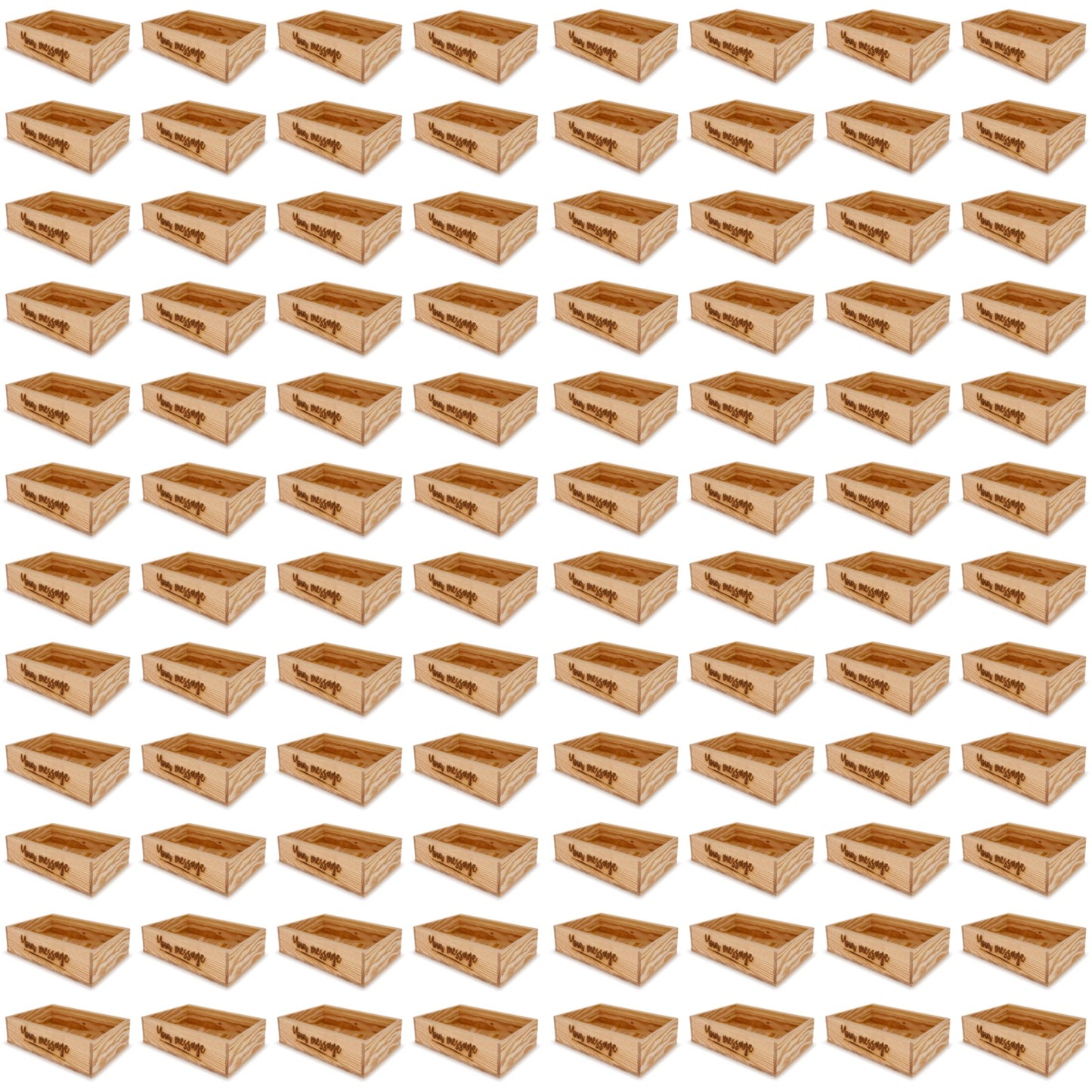 96 Small wooden crates with custom message 8x13.25x3.5