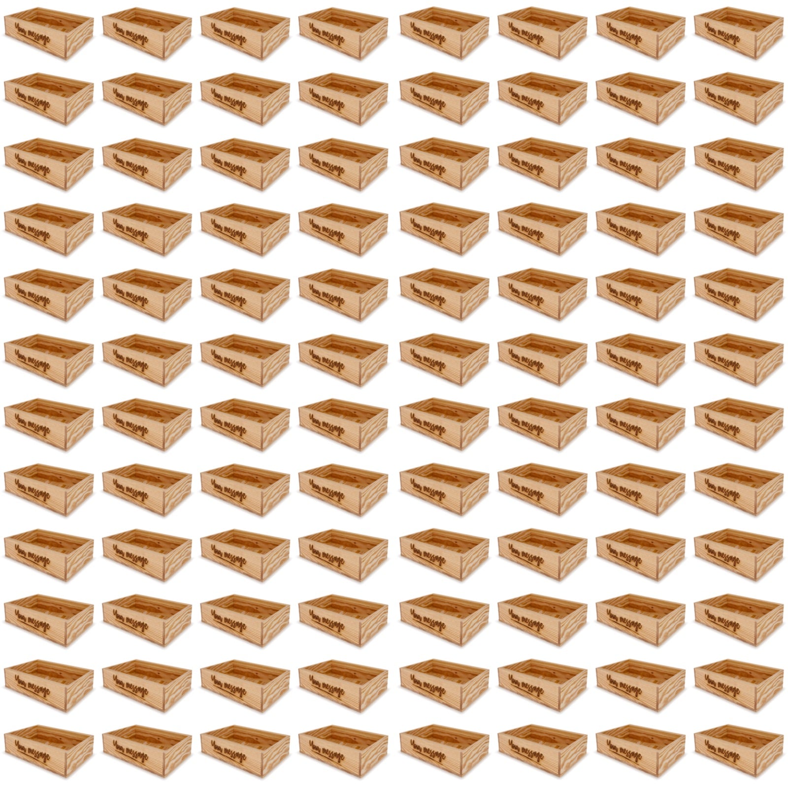 96 Small wooden crates with custom message 8x13.25x3.5