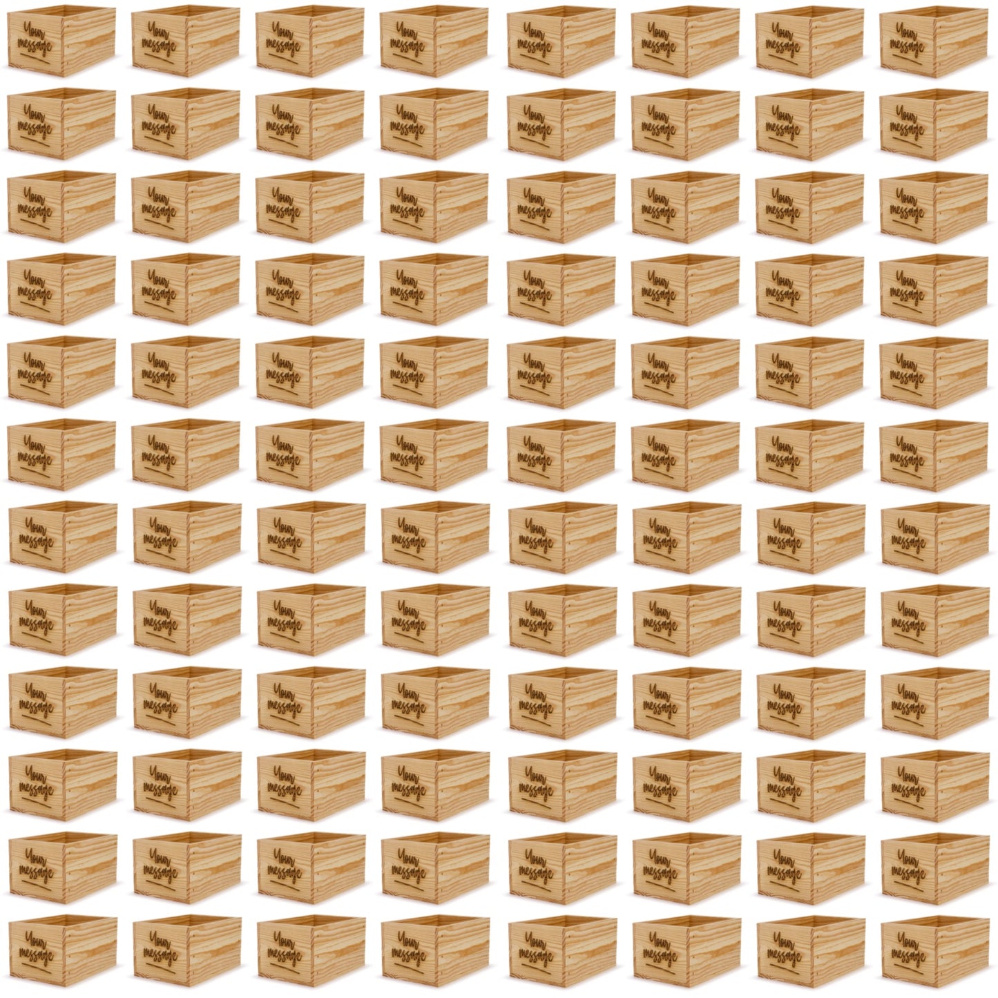 96 Small wooden crates with custom message 9x6.25x5.25