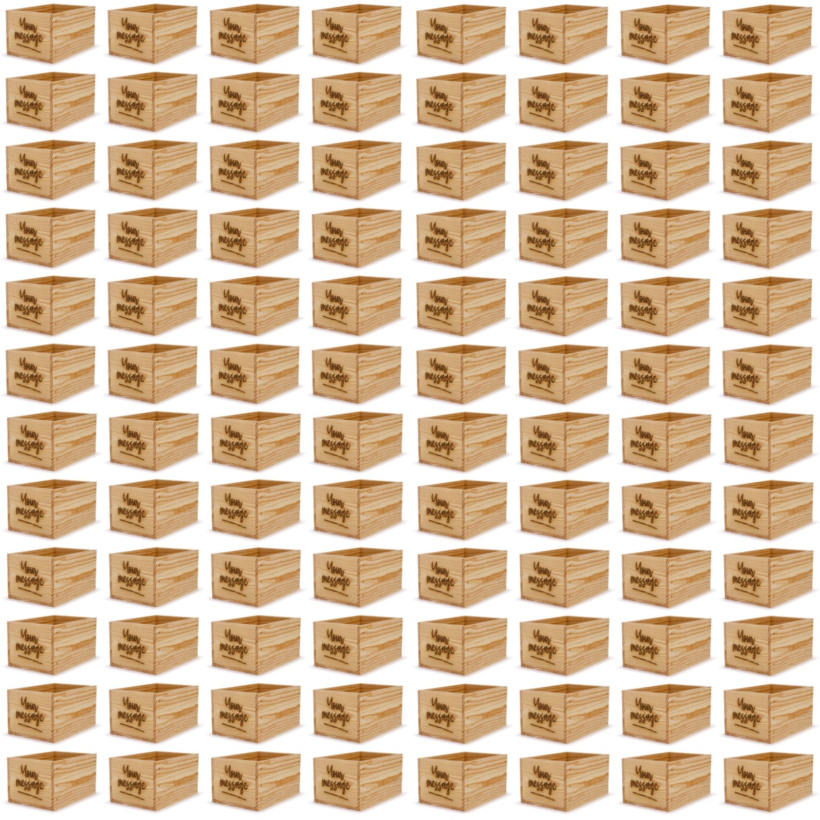 96 Small wooden crates with custom message 9x6.25x5.25