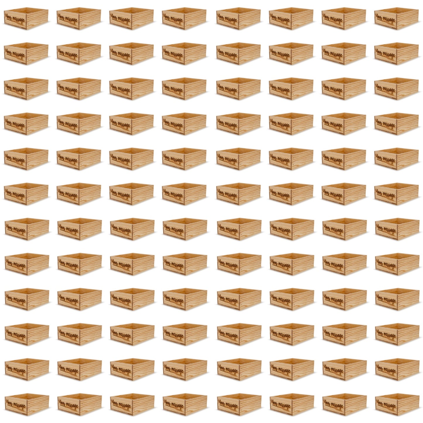 96 Small wooden crates with custom message 9x8x3.5