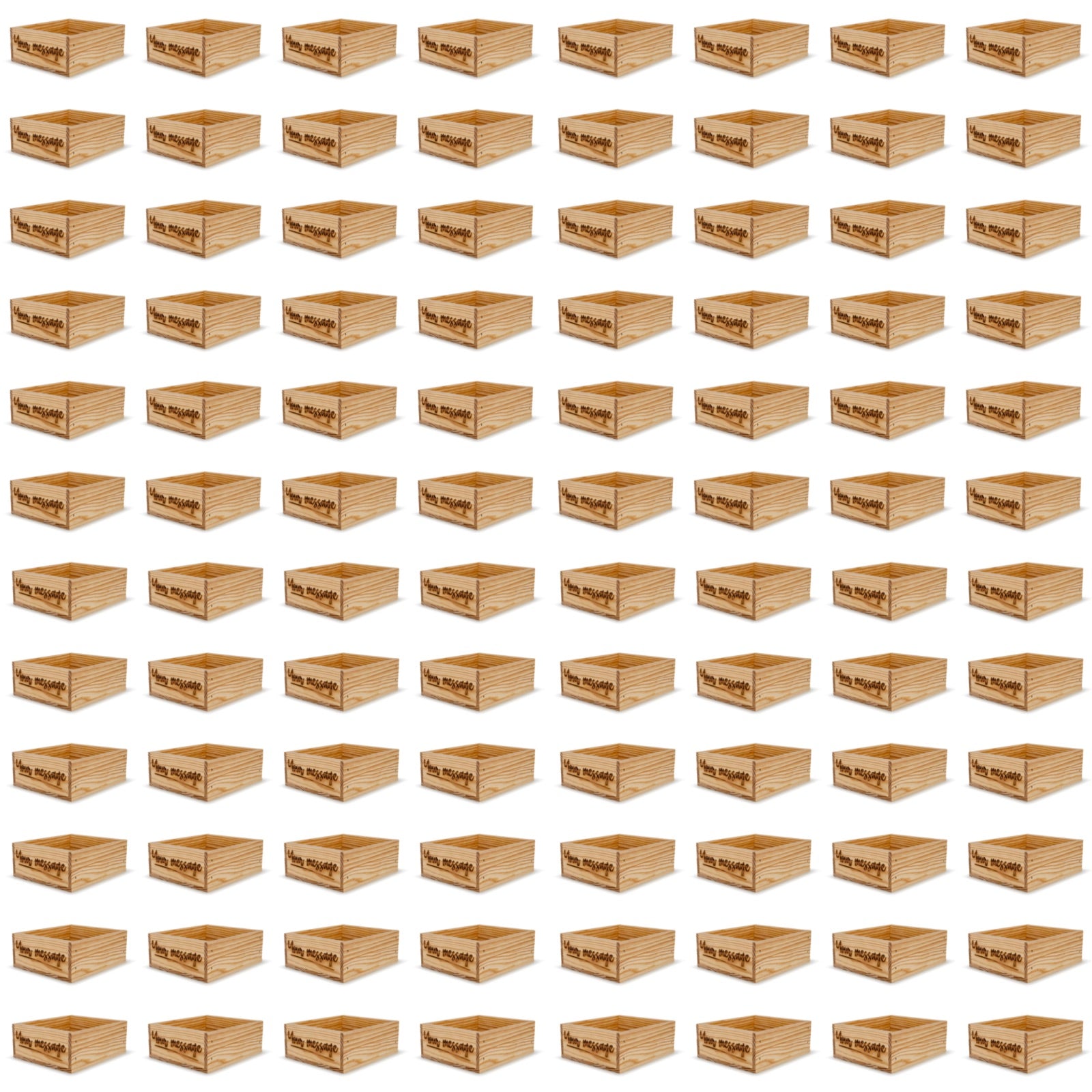 96 Small wooden crates with custom message 9x8x3.5