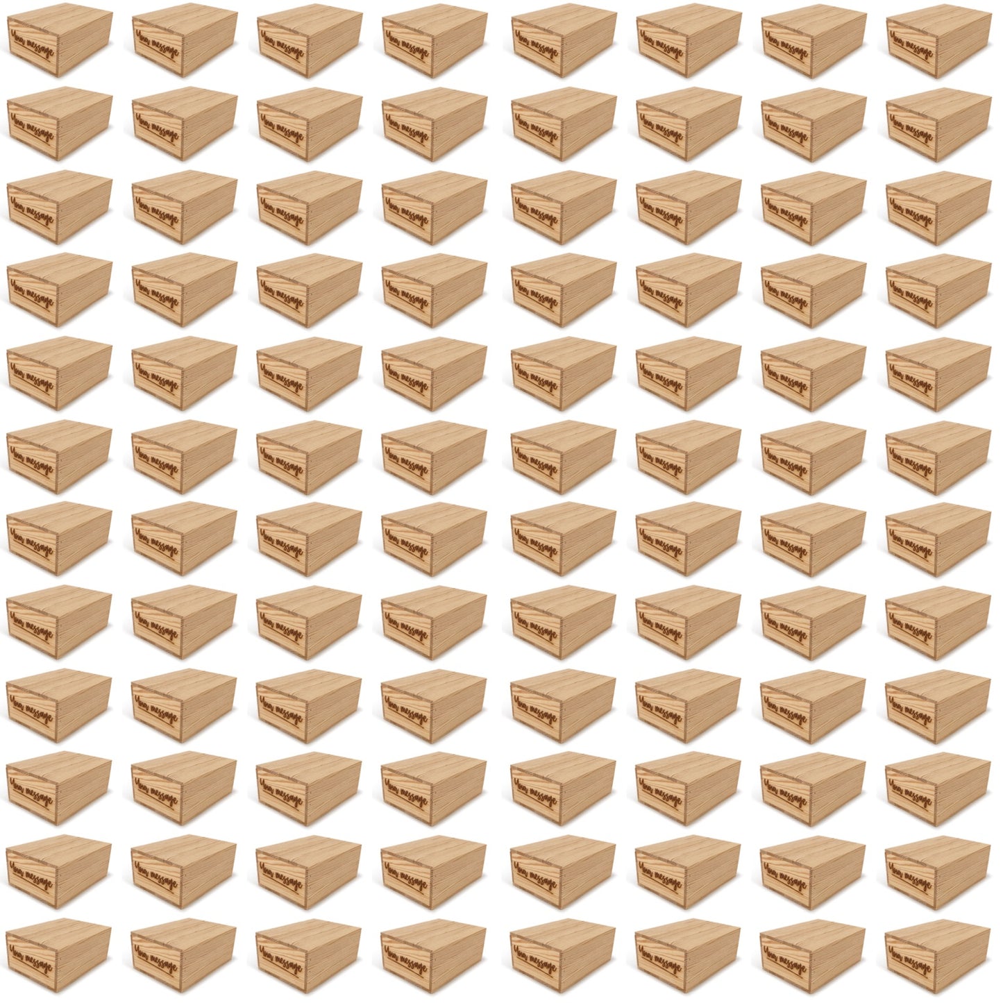 96 Small wooden crates with lid and custom message 10x8x4.25