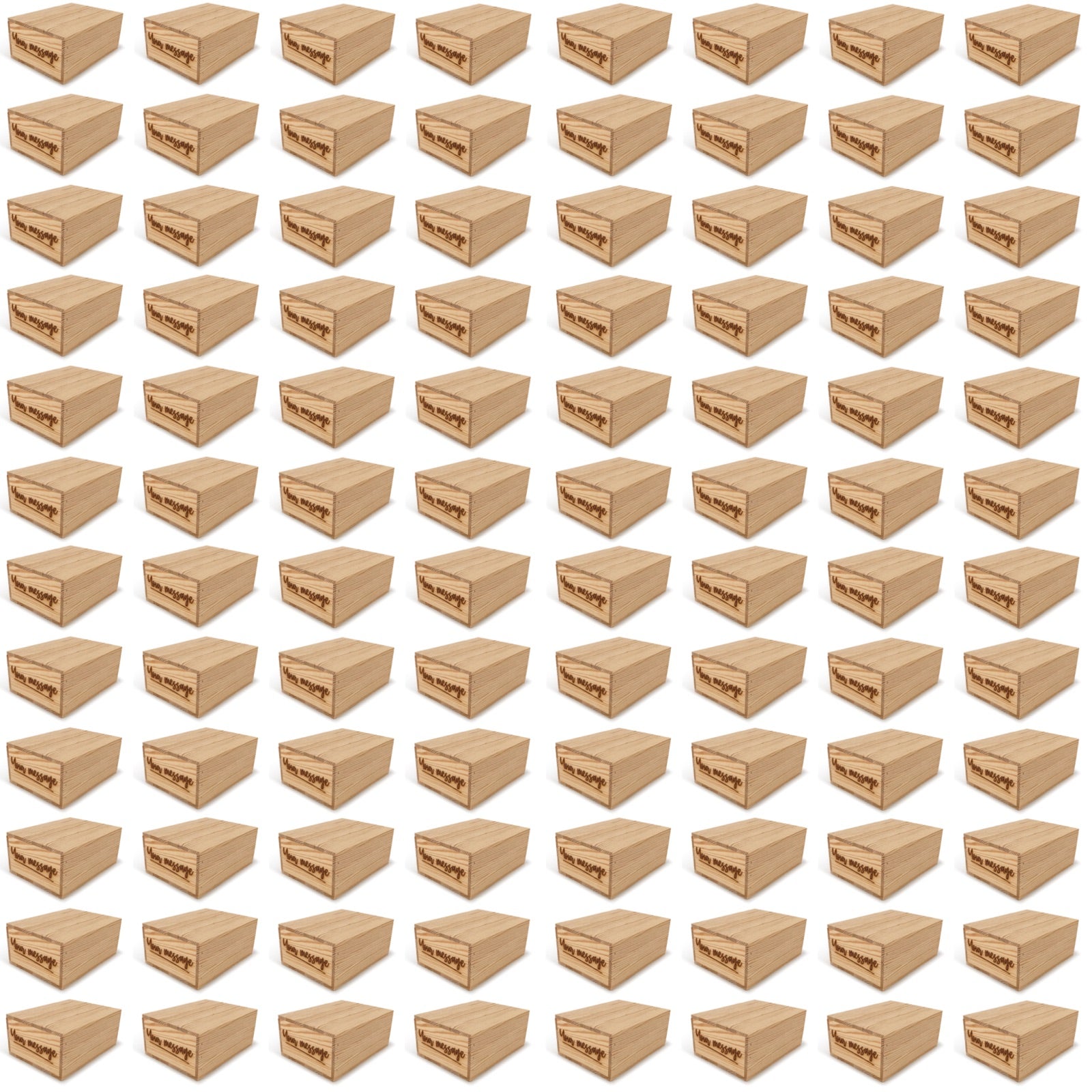 96 Small wooden crates with lid and custom message 10x8x4.25