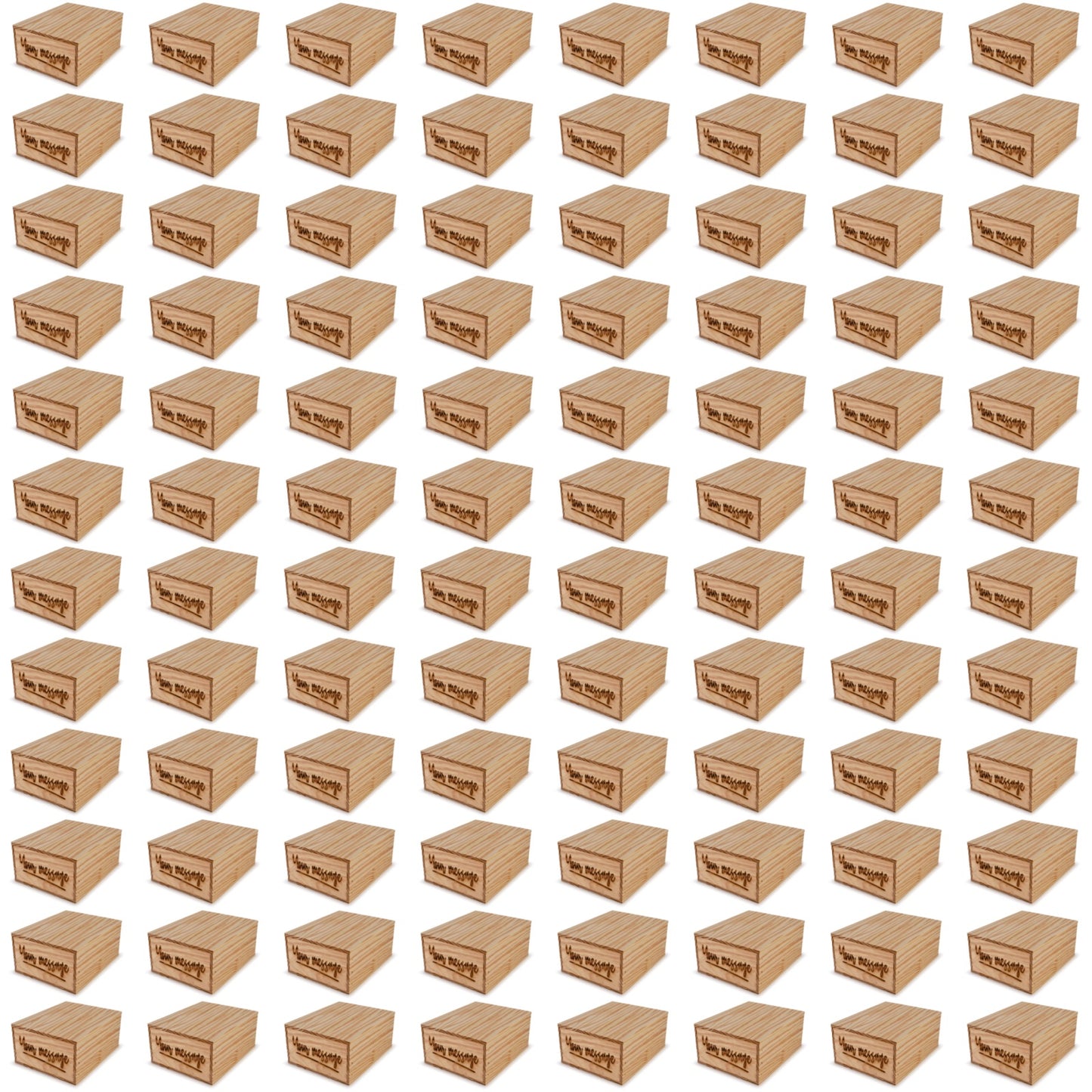 96 Small wooden crates with lid and custom message 12x9.75x5.25