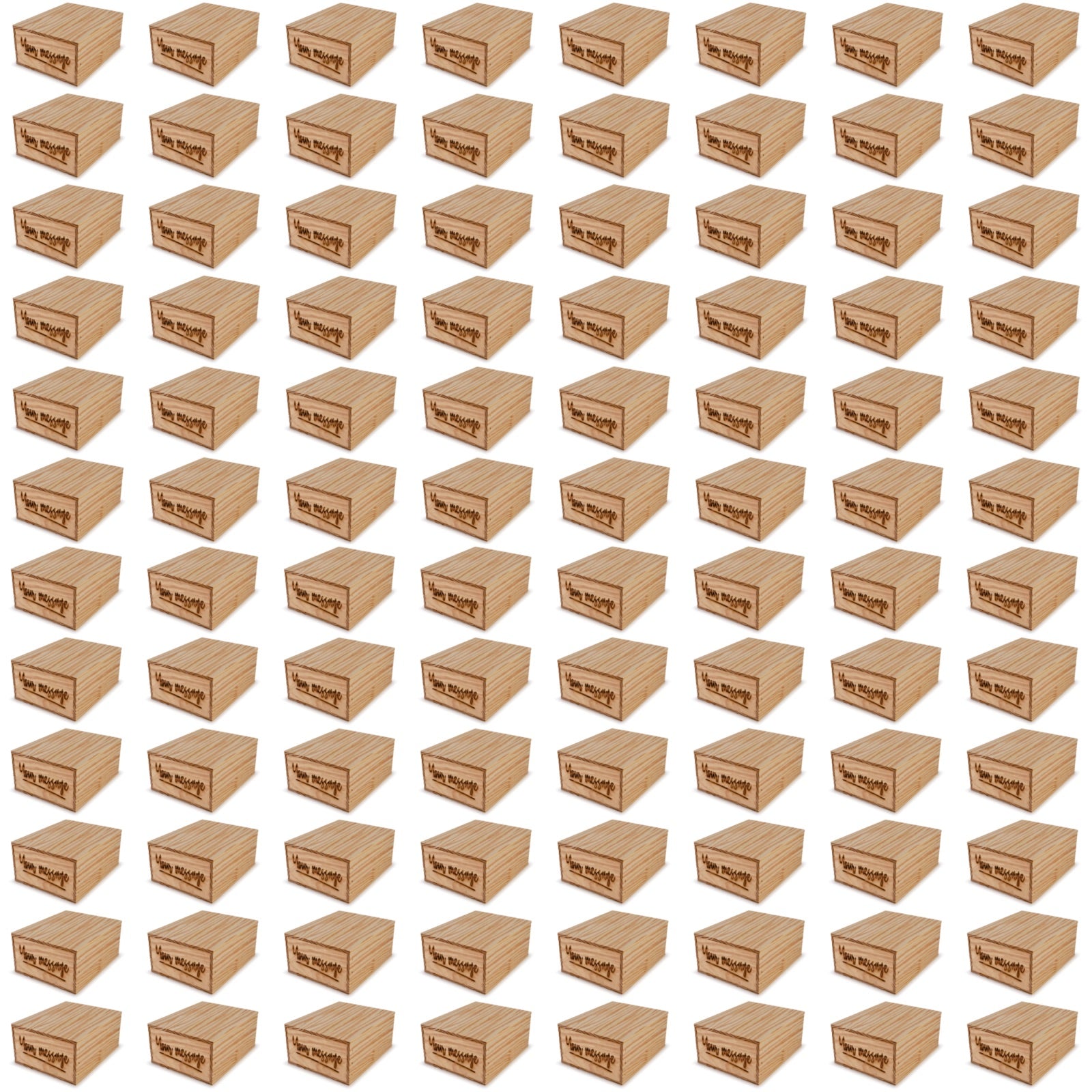 96 Small wooden crates with lid and custom message 12x9.75x5.25