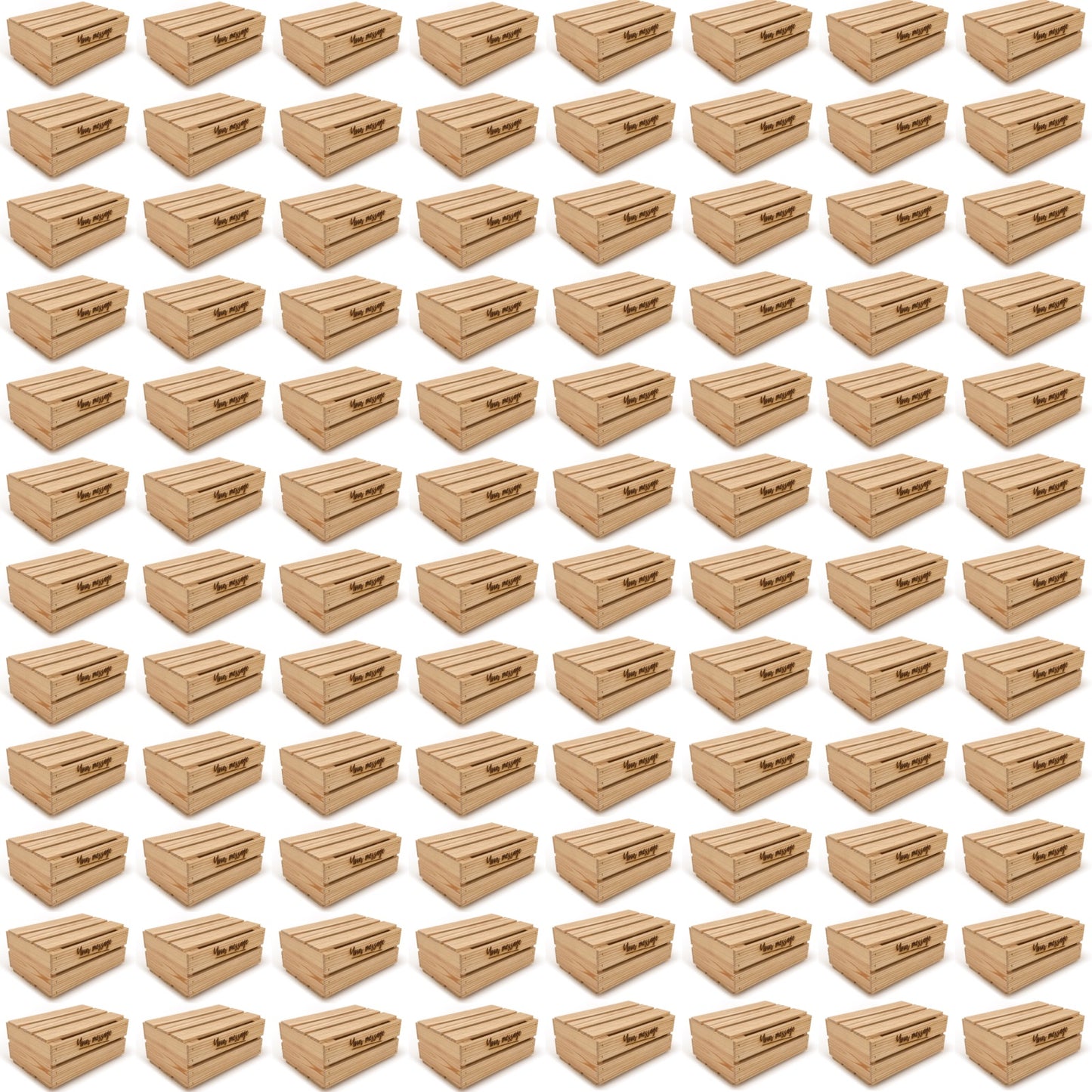 96 Small wooden crates with lid and custom message 12x9x5.25