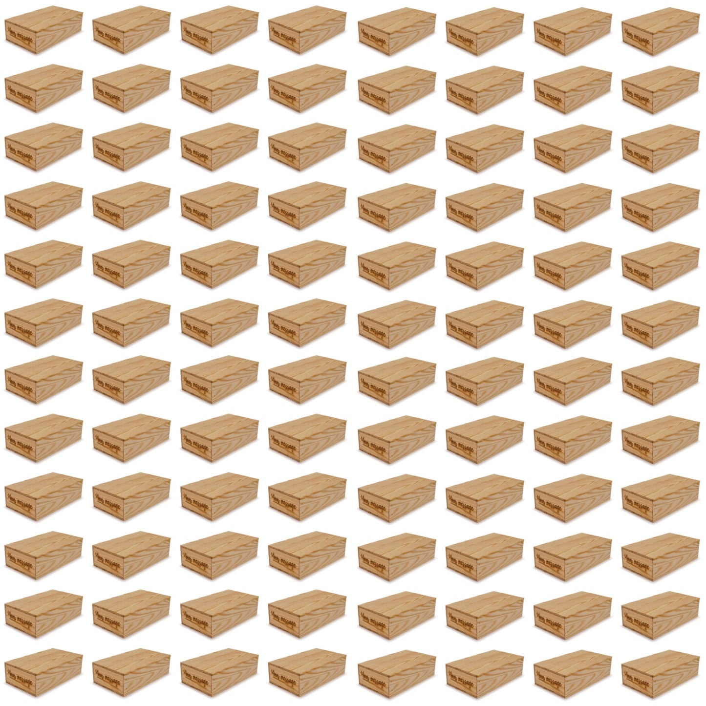 96 Small wooden crates with lid and custom message 13x7.5x3.5