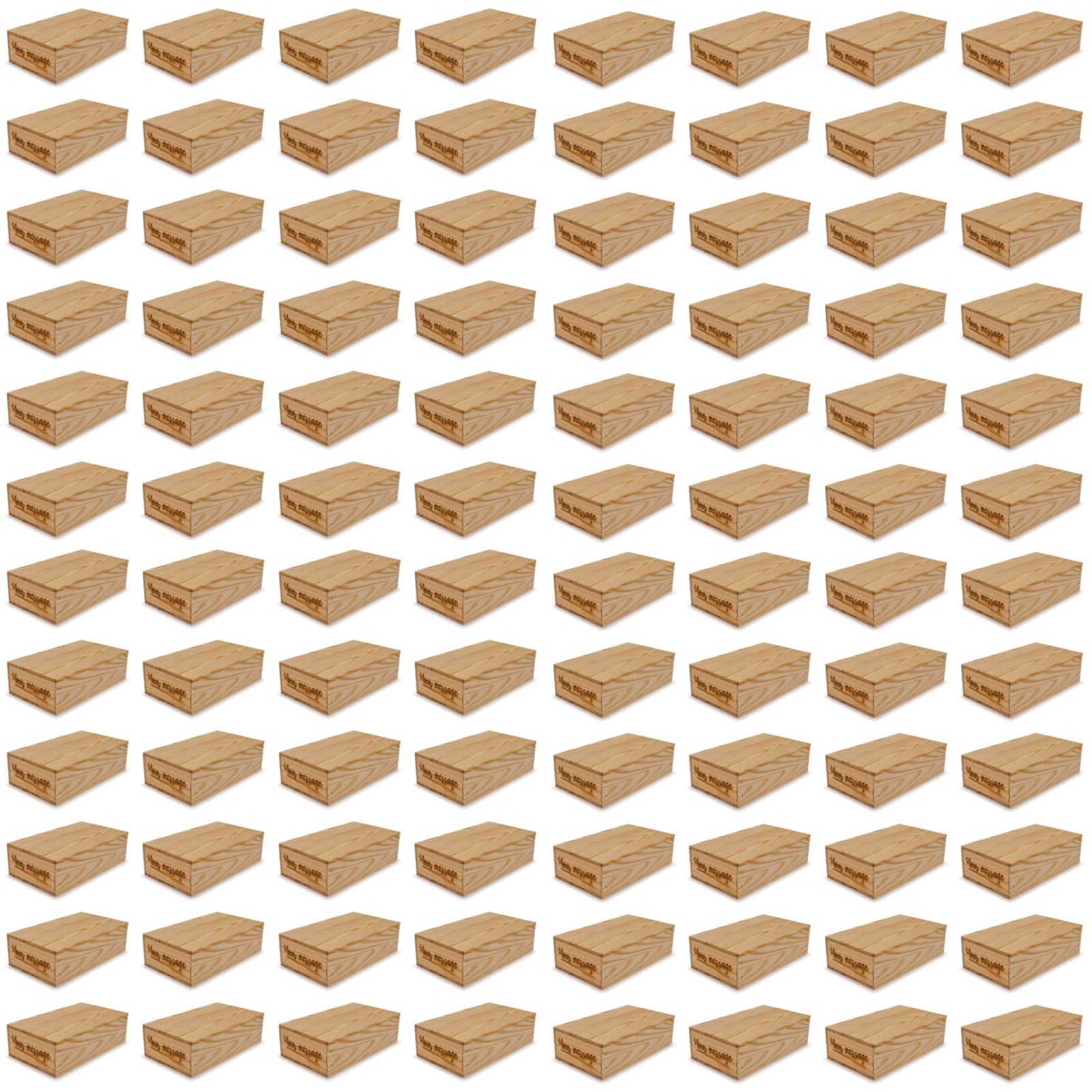 96 Small wooden crates with lid and custom message 13x7.5x3.5