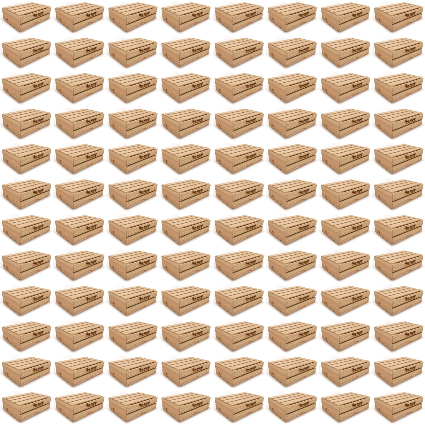 96 Small wooden crates with lid and custom message 16x12x5.25