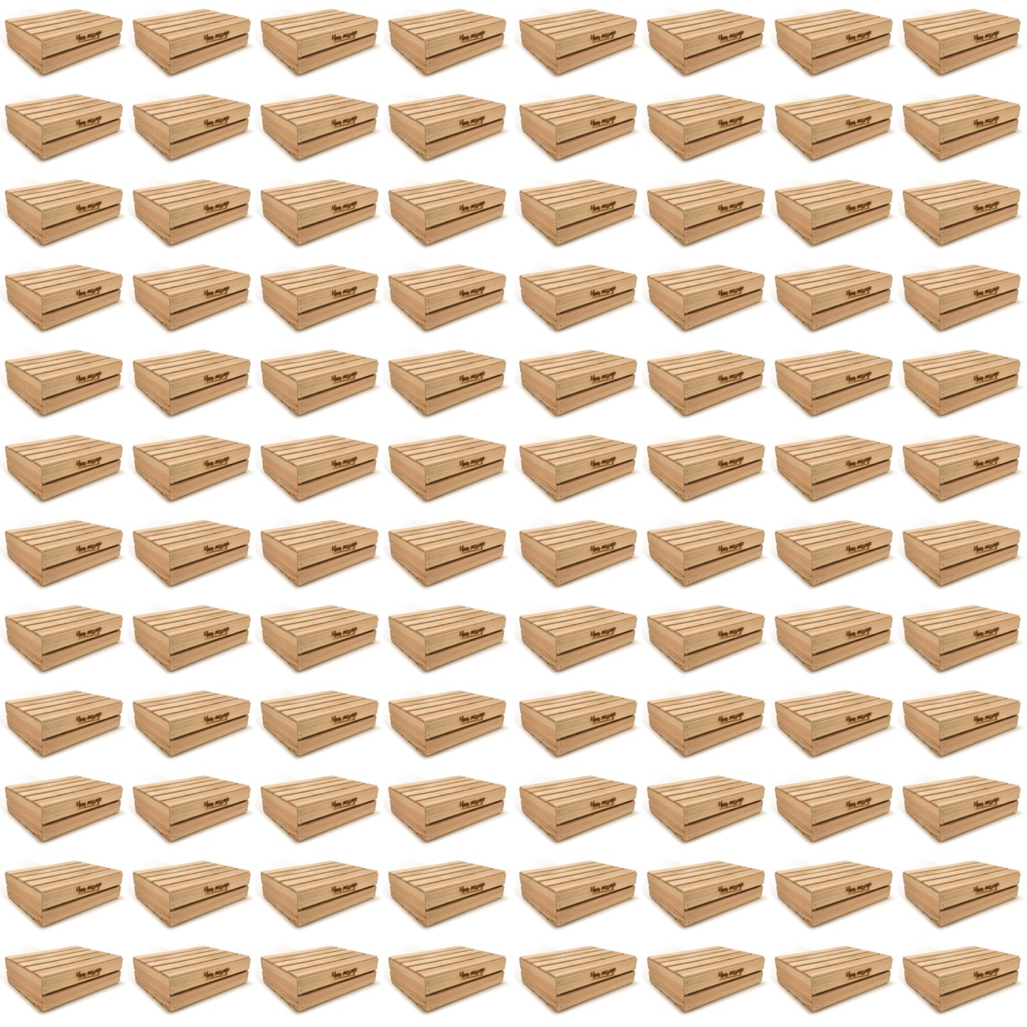 96 Small wooden crates with lid and custom message 18x14x5.25