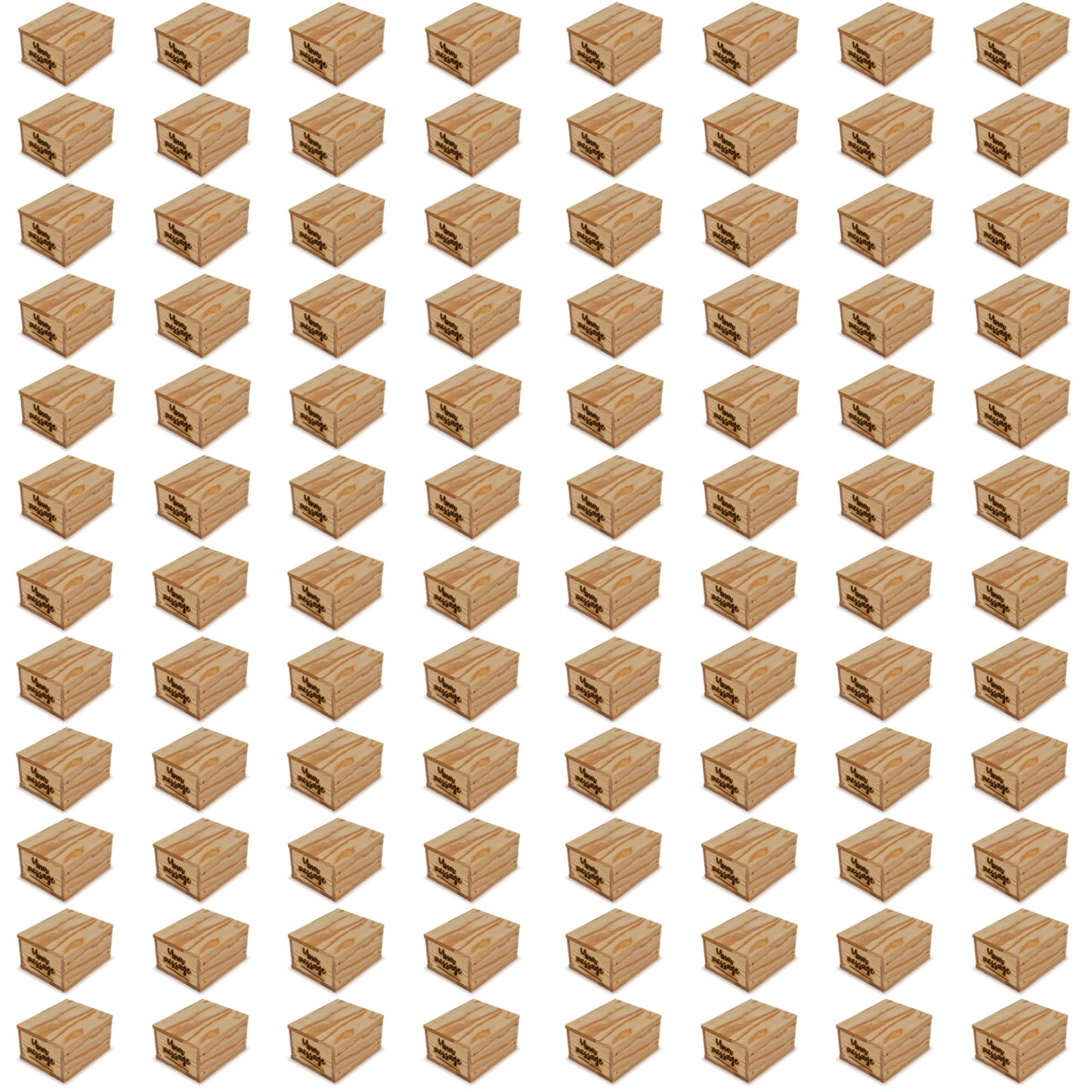 96 Small wooden crates with lid and custom message 5x4.5x2.75