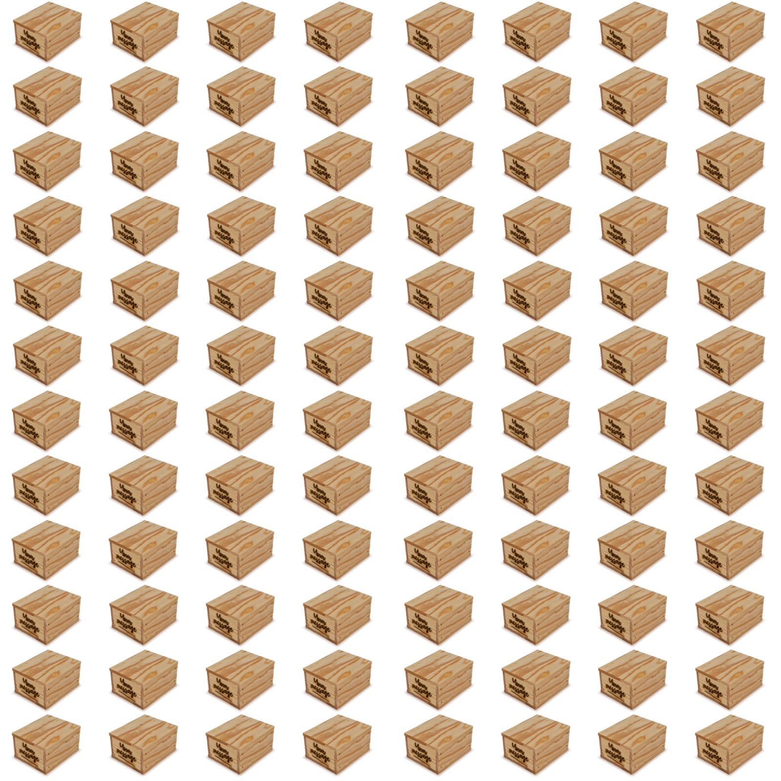 96 Small wooden crates with lid and custom message 5x4.5x2.75