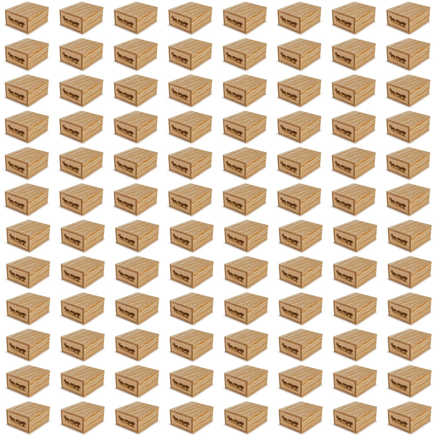 96 Small wooden crates with lid and custom message 6x5.5x2.75