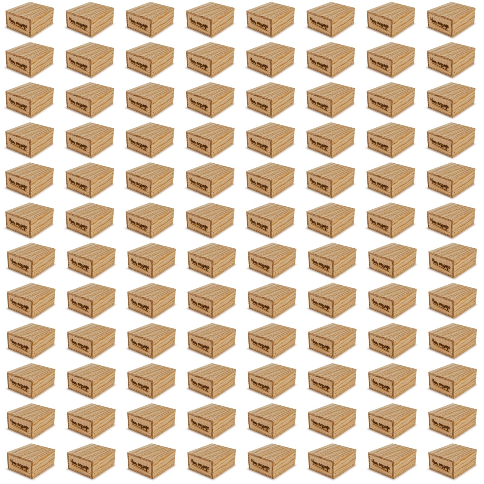 96 Small wooden crates with lid and custom message 6x5.5x2.75