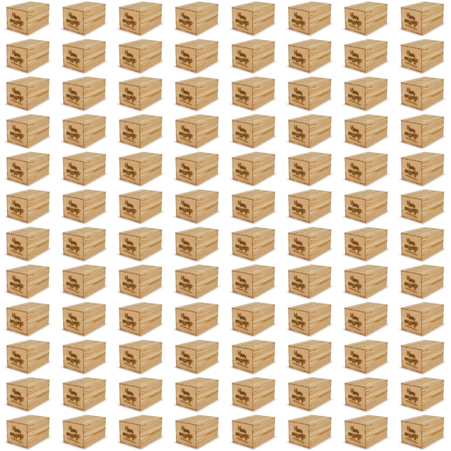 96 Small wooden crates with lid and custom message 9x6.25x5.25