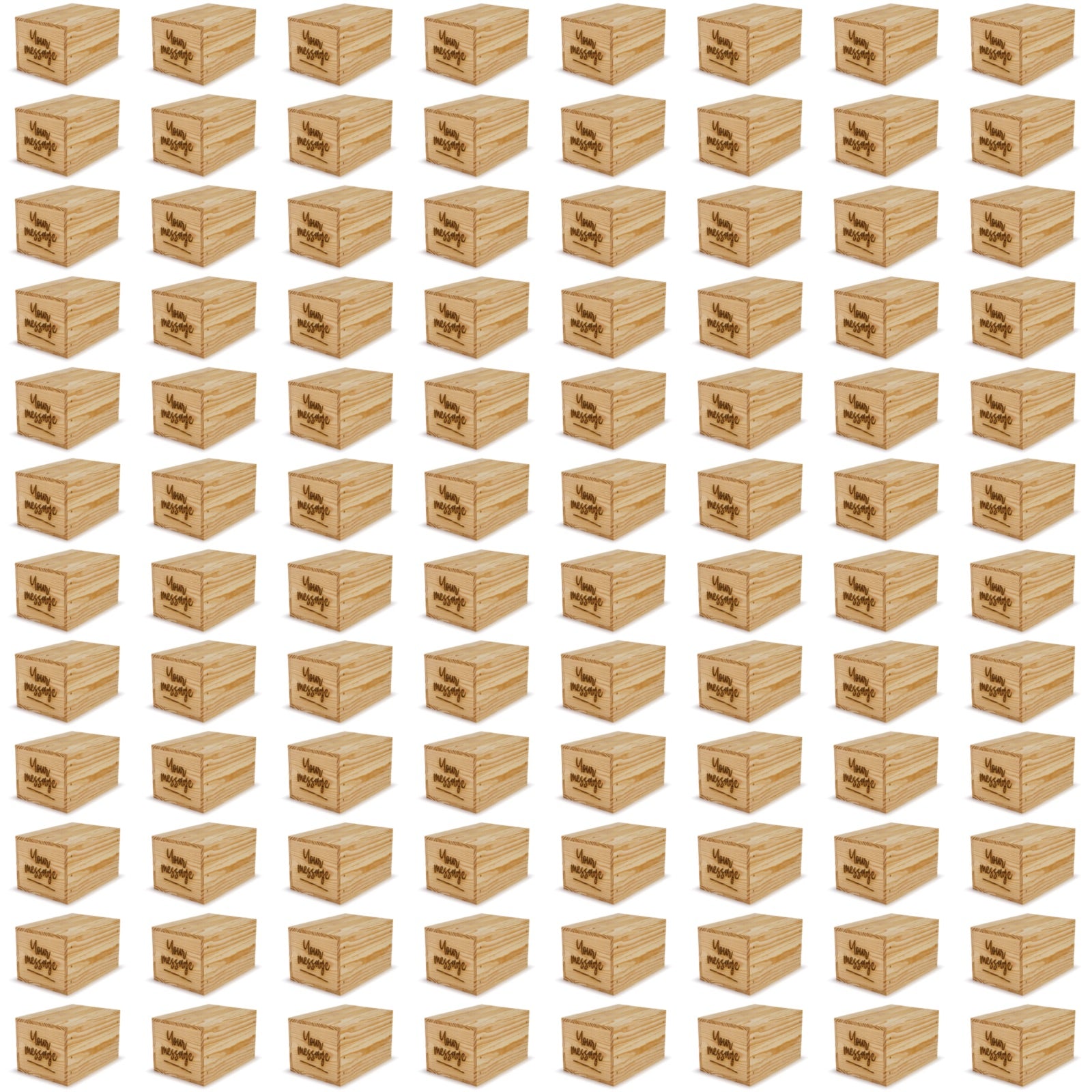 96 Small wooden crates with lid and custom message 9x6.25x5.25