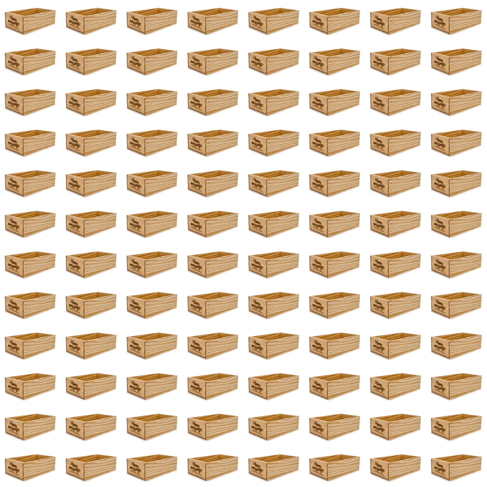 96 Small wooden crates with custom message 11x6.25x3.5