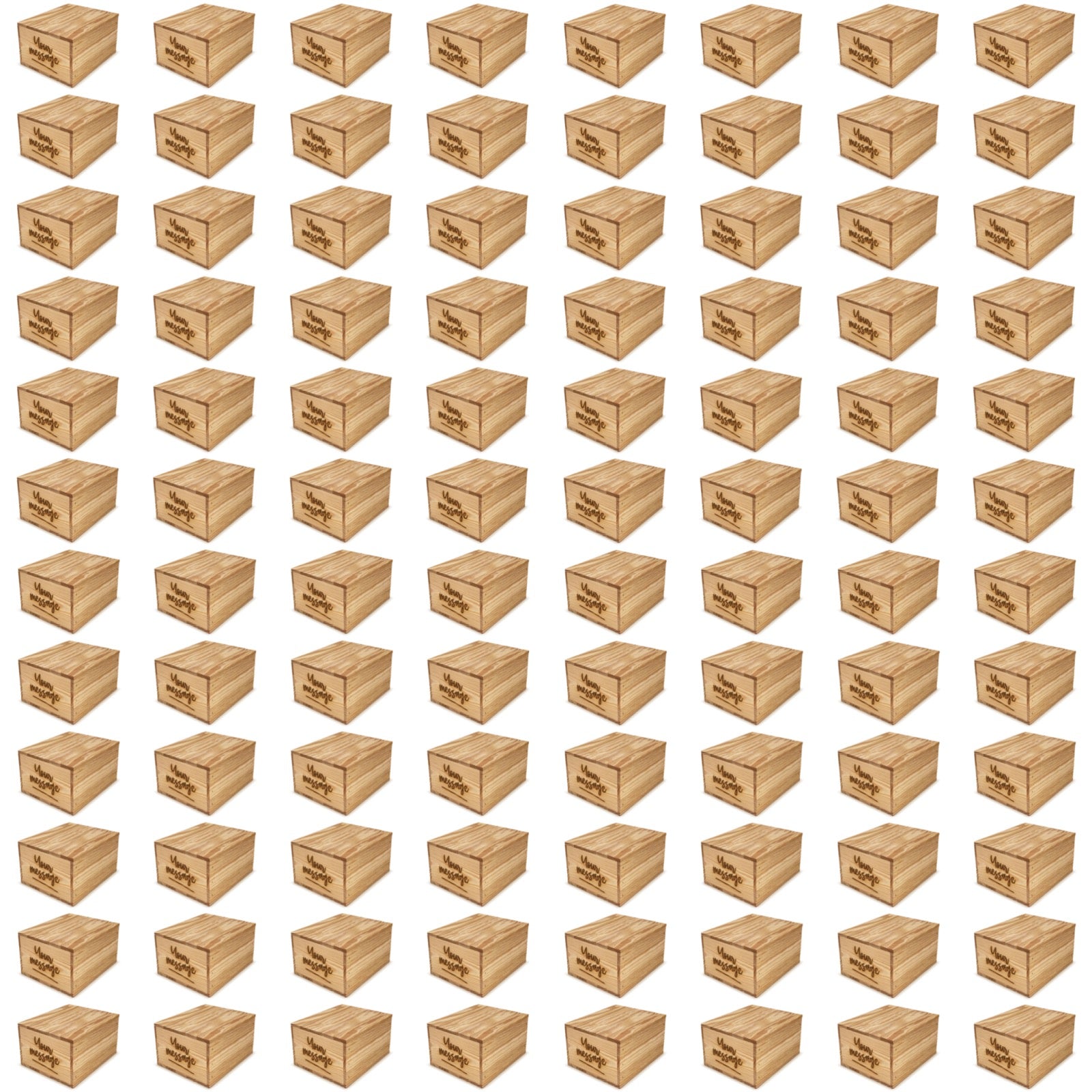 96 small wooden crates with lid and custom message on the end 9x8x5.25