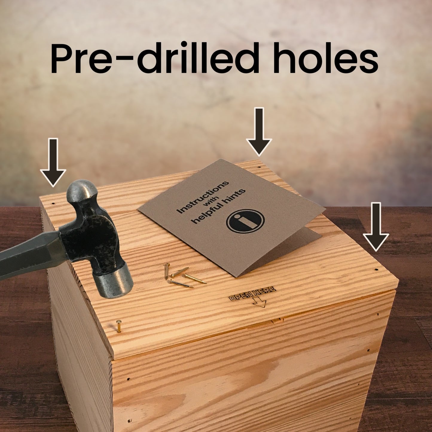 DIY gift crate kits by Carpenter Core have pre-drilled holes, GK-8.25-8.75-8.75-NX-NW-LL, 6-GK-8.25-8.75-8.75-NX-NW-LL, 12-GK-8.25-8.75-8.75-NX-NW-LL, 24-GK-8.25-8.75-8.75-NX-NW-LL, 48-GK-8.25-8.75-8.75-NX-NW-LL, 96-GK-8.25-8.75-8.75-NX-NW-LL