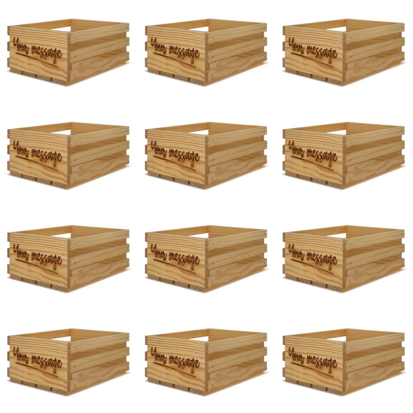 12 Small wooden crates 10x8x4.5 with your custom message