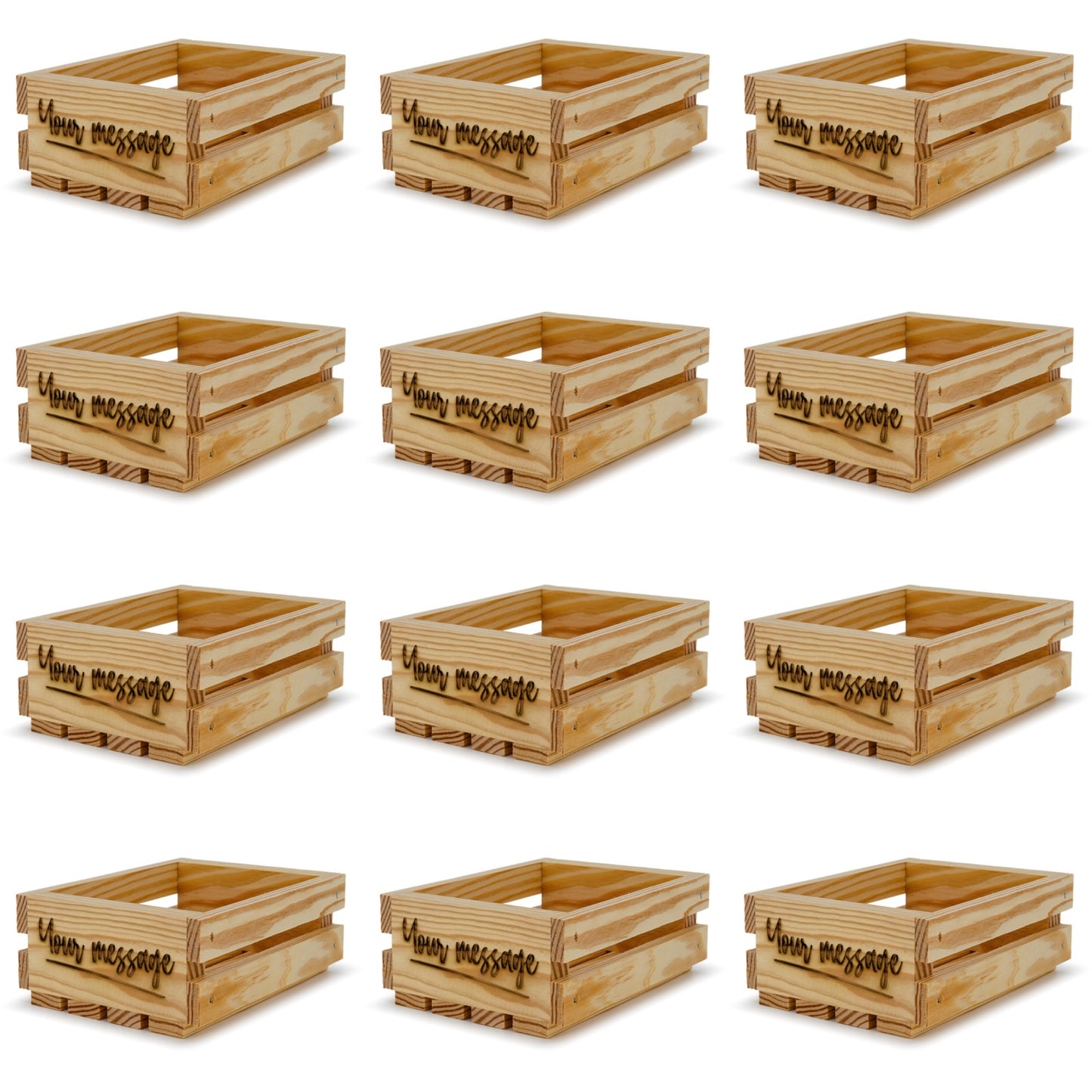 12 Small wooden crates 6x5x2.5 your message included