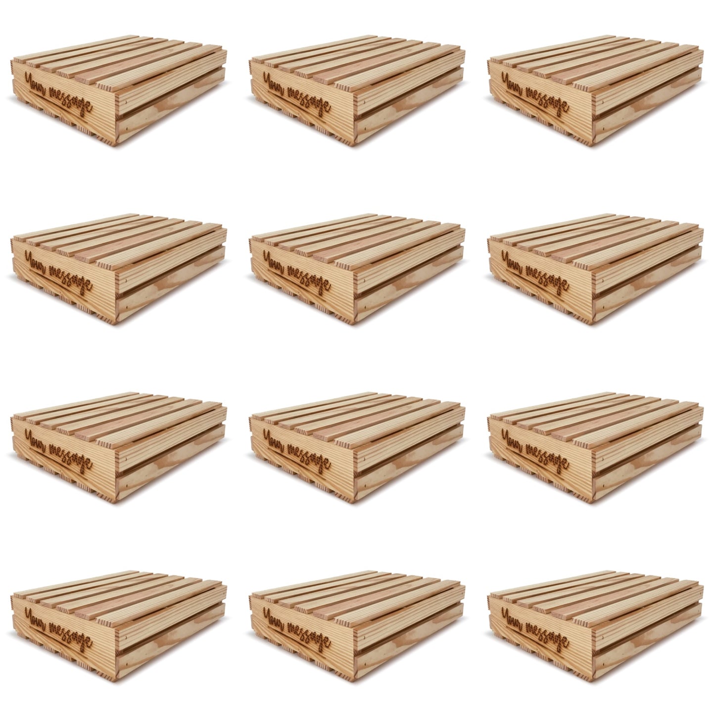 12 Customizable small wooden crates with lid 14x12x3.5