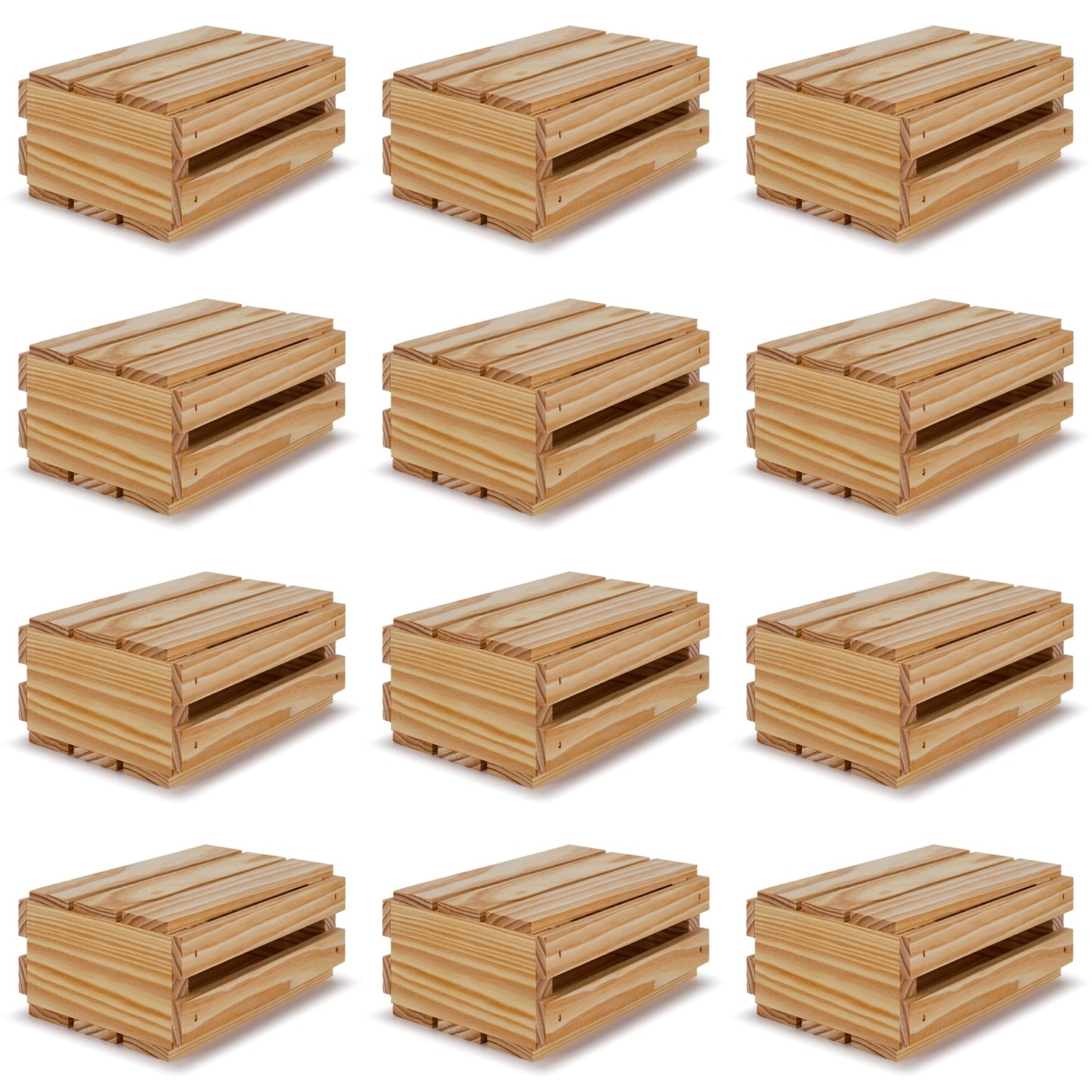 12 Small wooden crates with lid 8x6x3.5