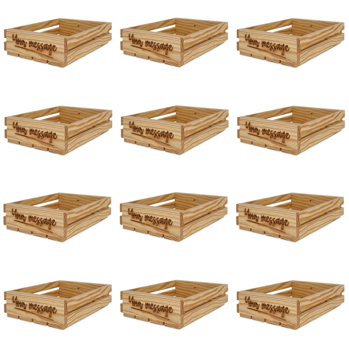12 Small wooden crates with your message 10x8x2.5