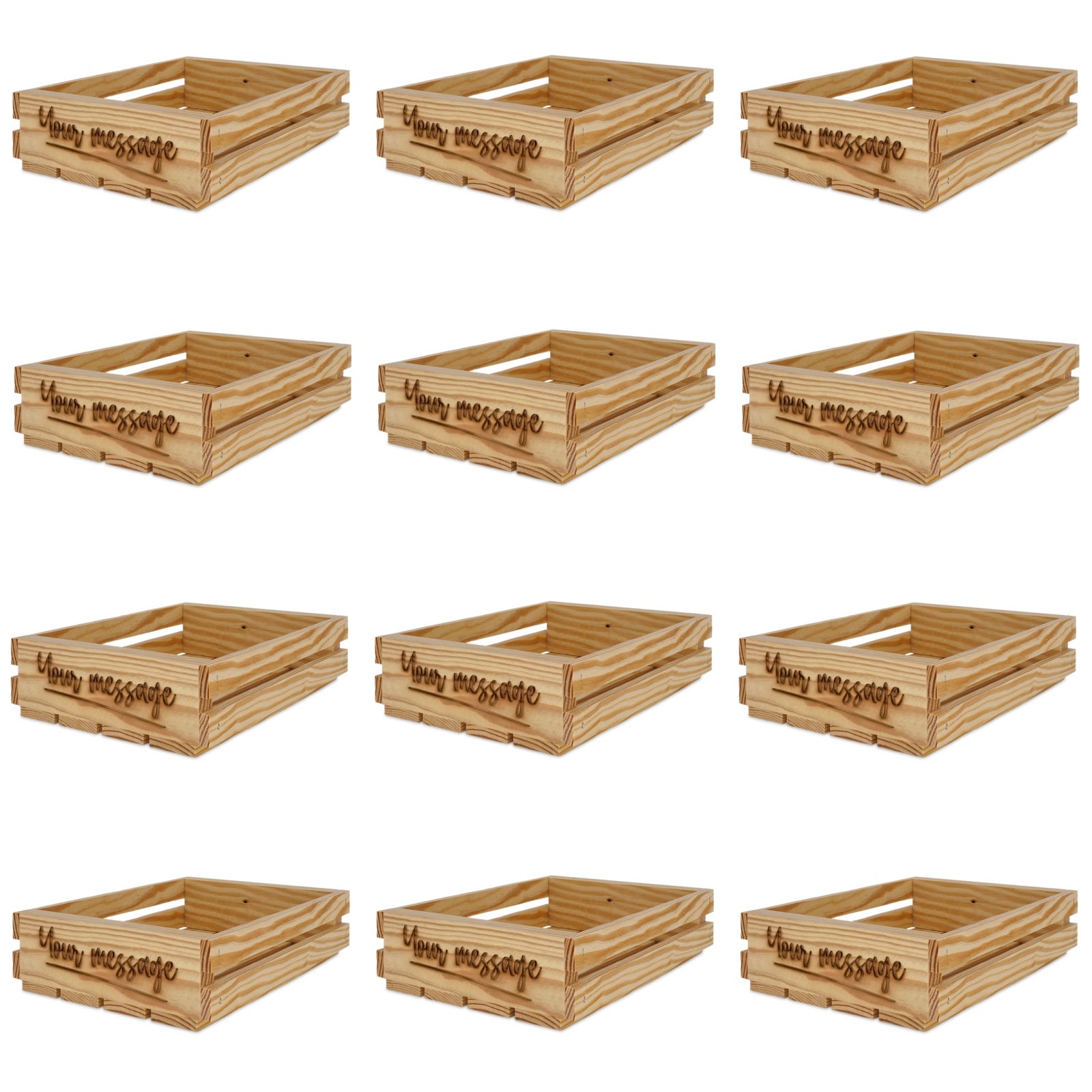 12 Small wooden crates with your message 10x8x2.5