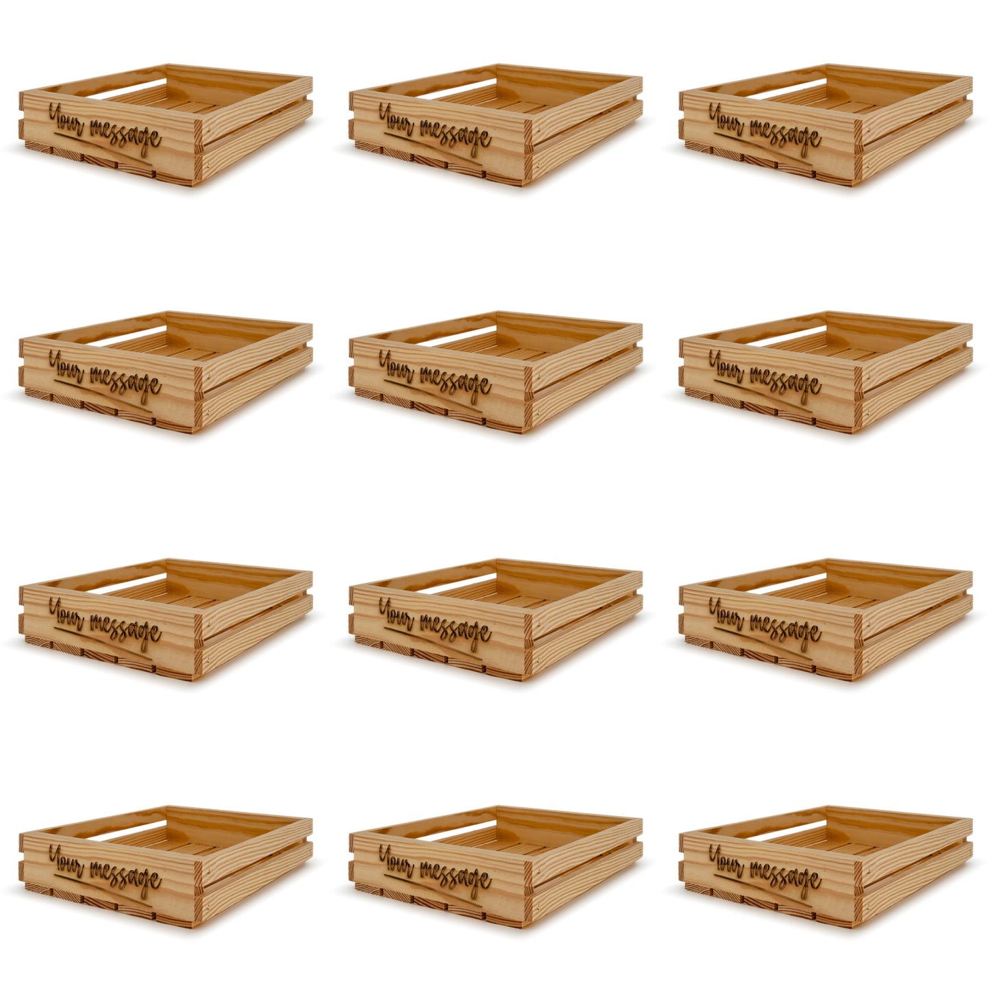 12 Small wooden crates 12x10x2.5 your message included