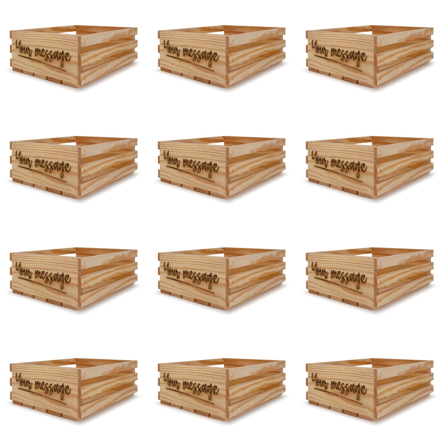 12 Small wooden crates 12x10x4.5 your message included