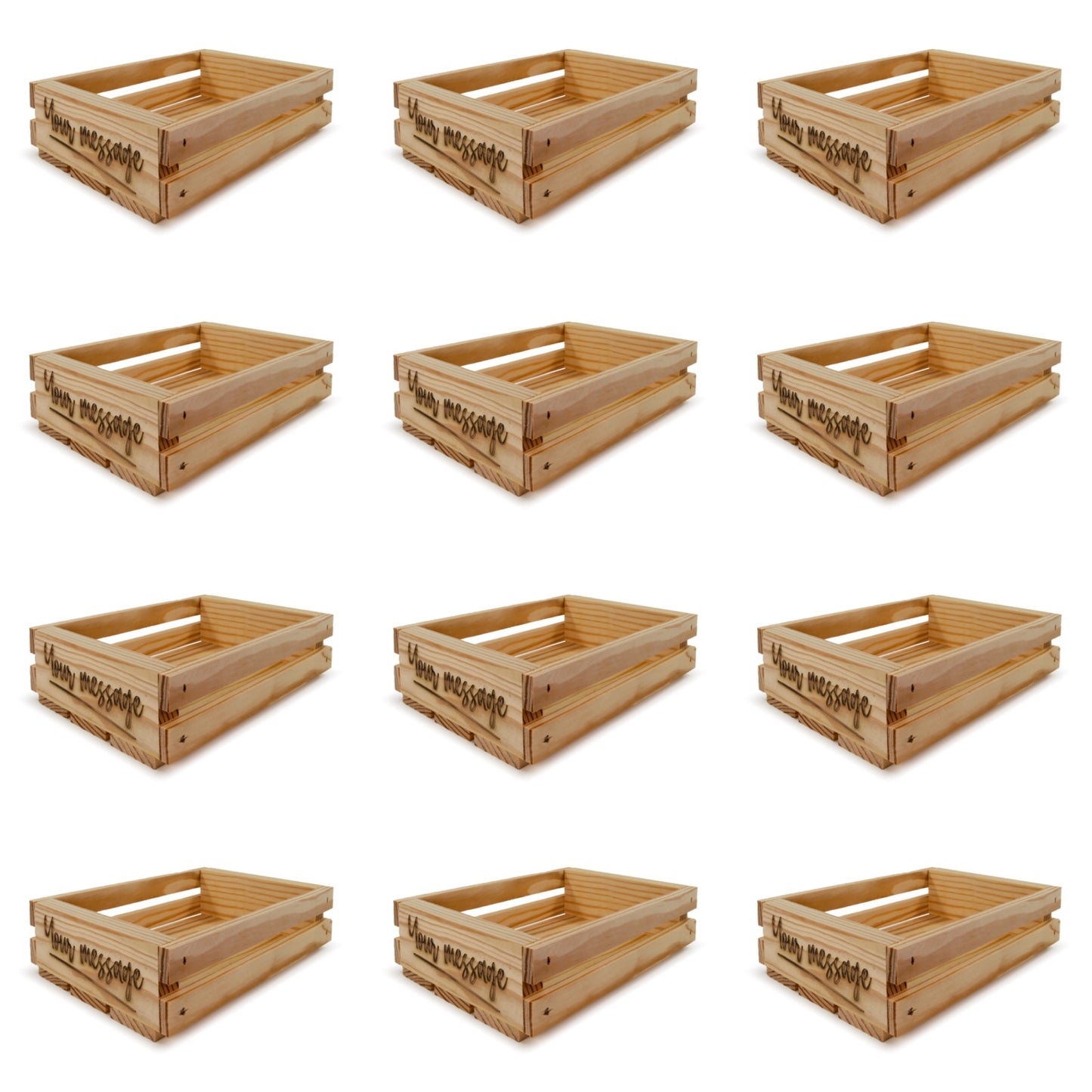12 Small wooden crates 8x6x2.5 your message included