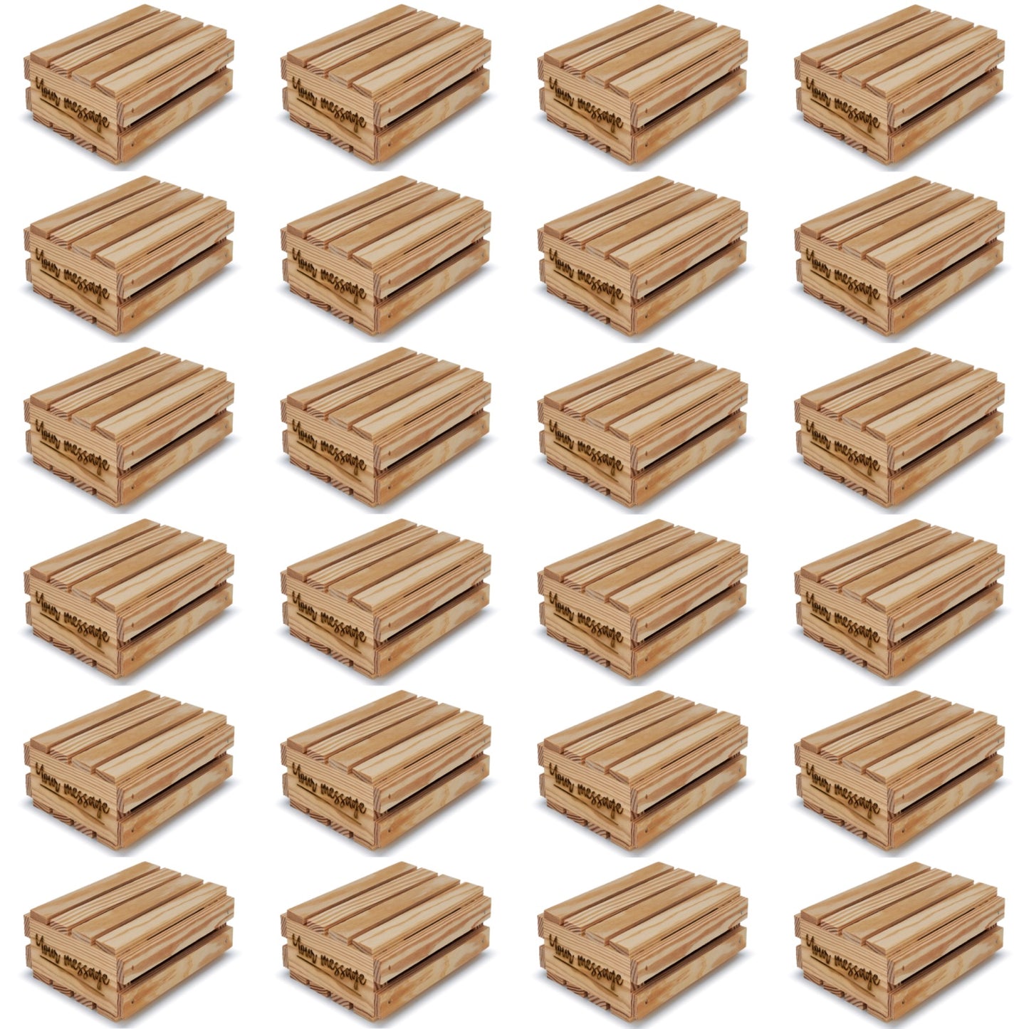 24 Small wooden crates with lid and your custom message 6x5x2.5