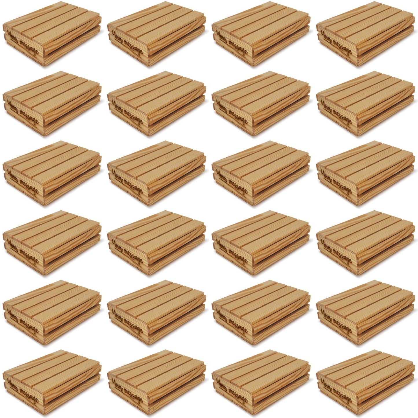 24 Small wooden crates with lid and your message 10x8x2.5