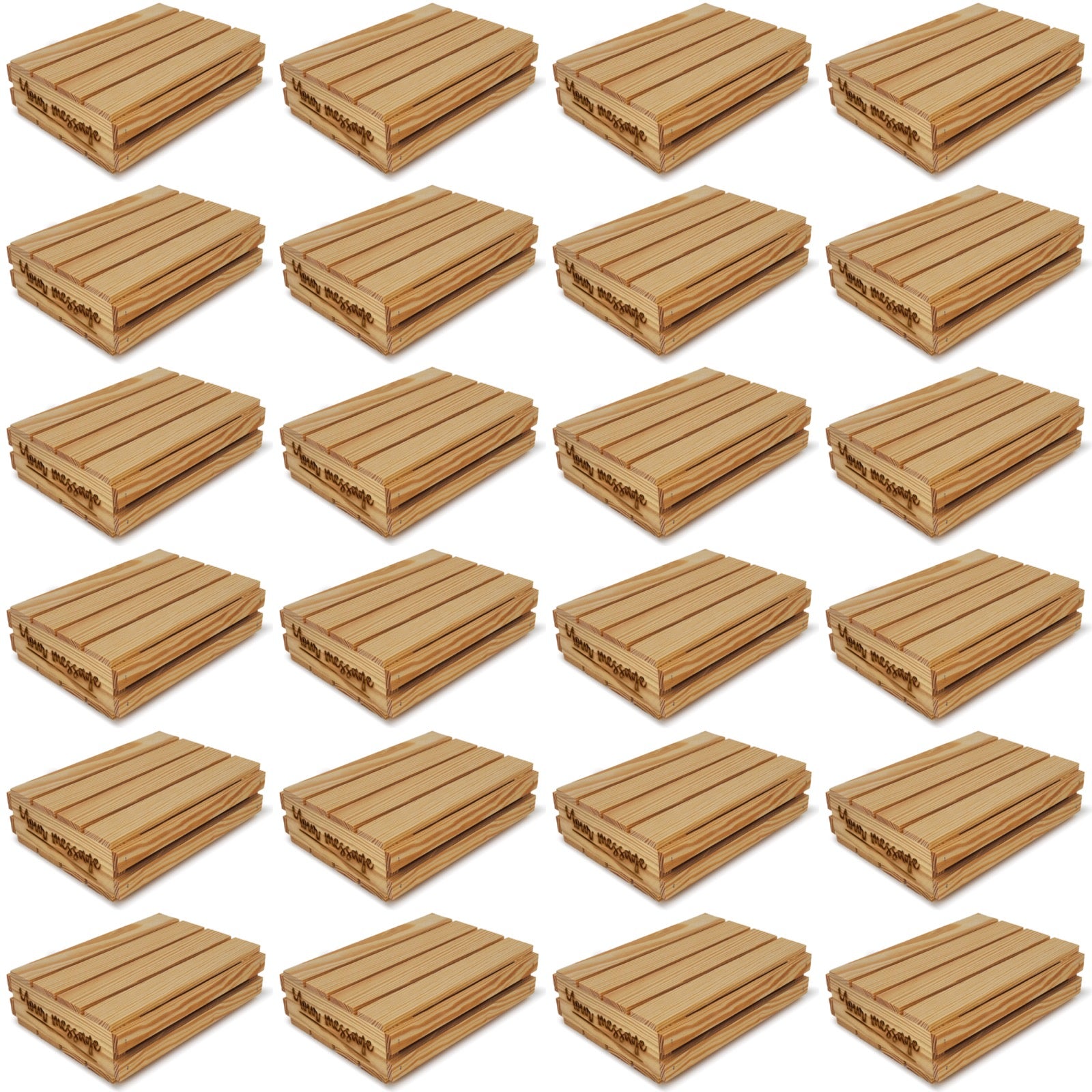 24 Small wooden crates with lid and your message 10x8x2.5