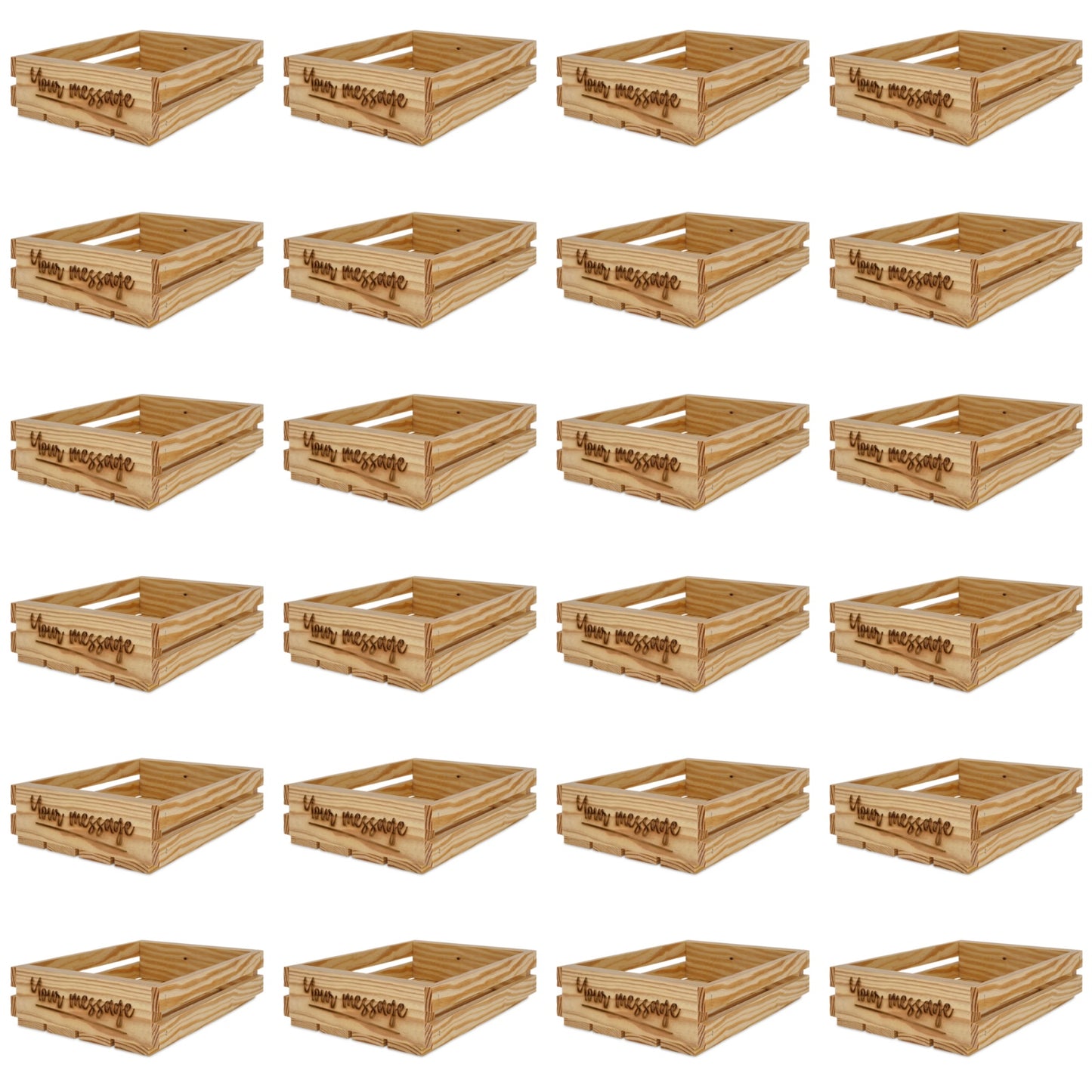 24 Small wooden crates with your message 10x8x2.5