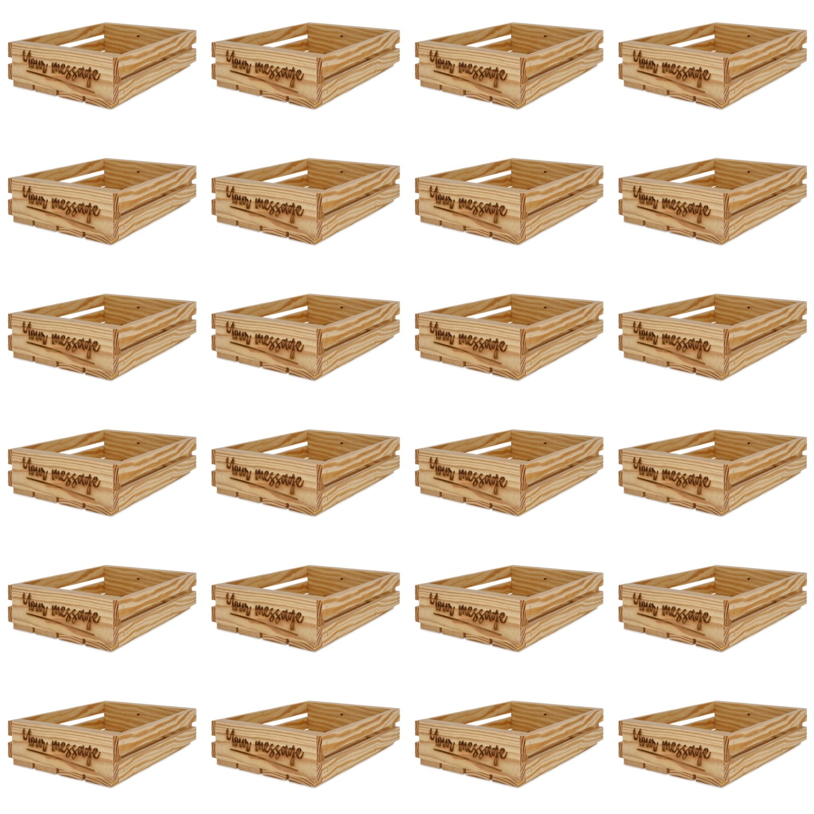 24 Small wooden crates with your message 10x8x2.5