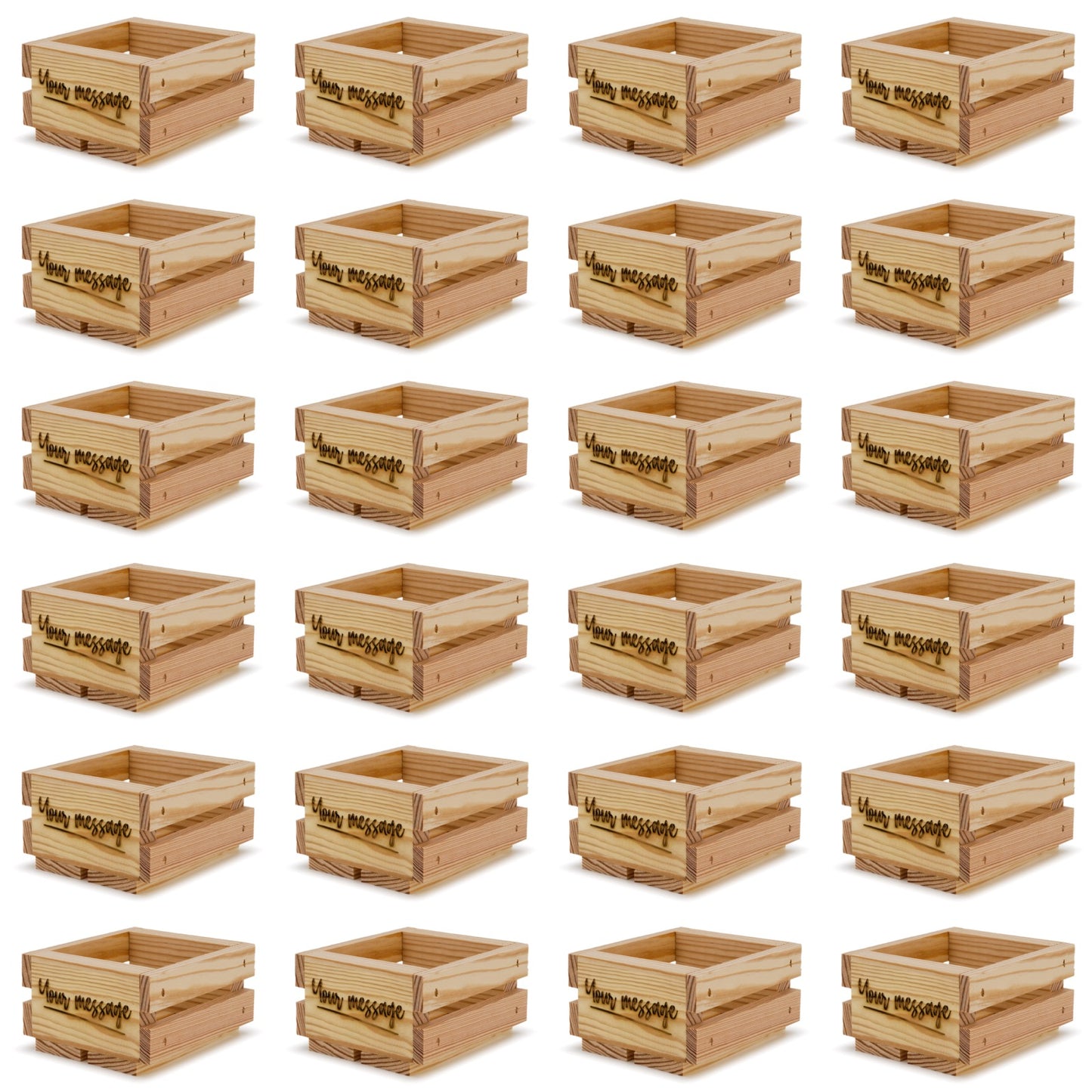 24 Small wooden crates 4x4x2.5 your message included