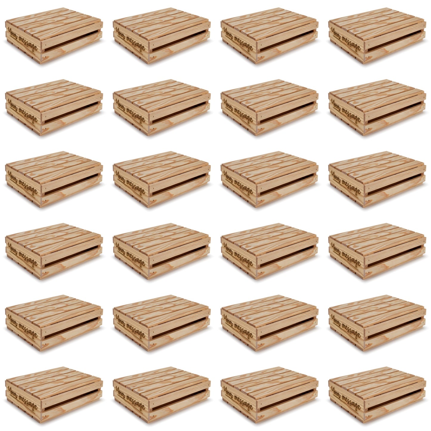 24 Small wooden crates with lid and your custom message 12x10x3.5
