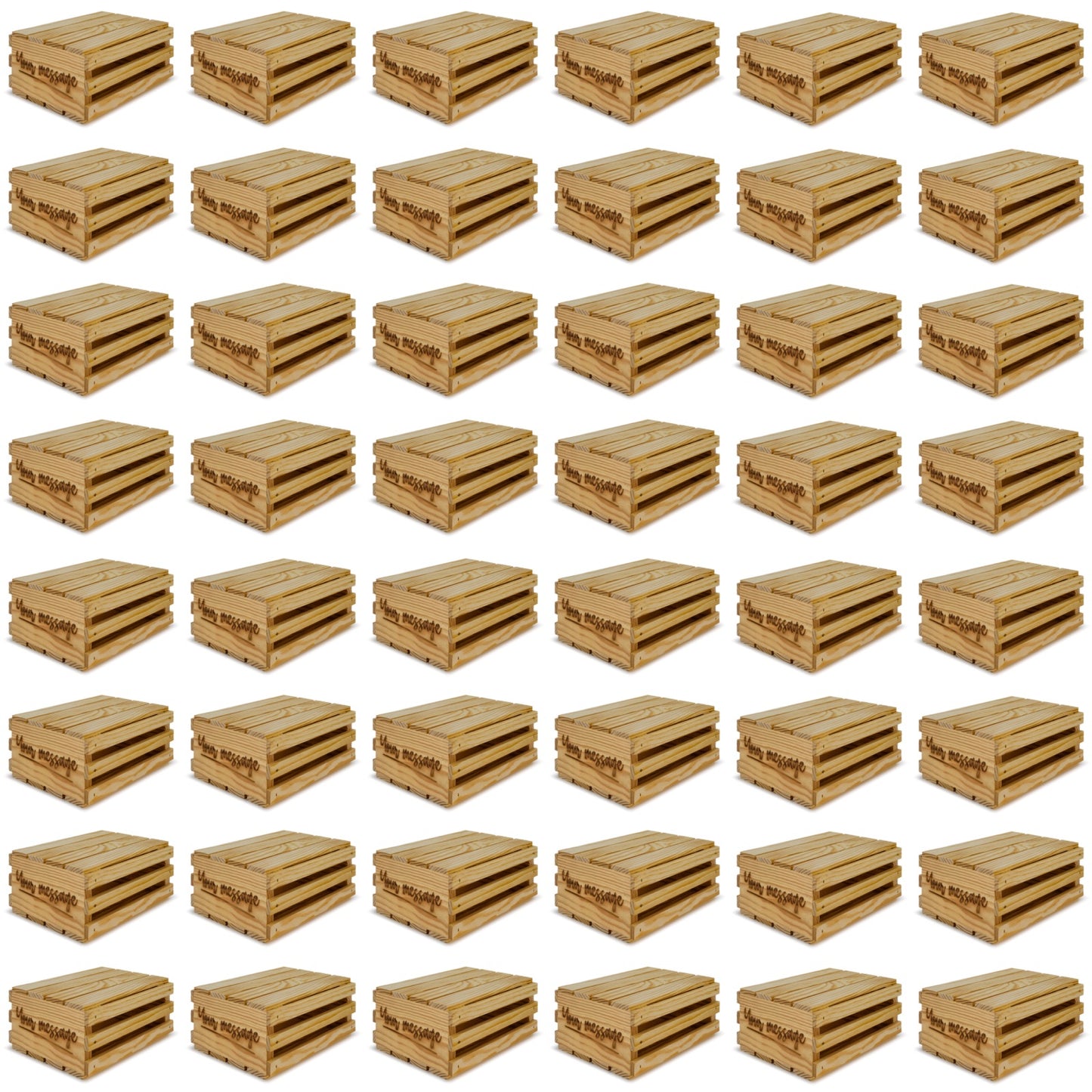 48 Small wooden crates with lid and your custom message 10x8x4.5