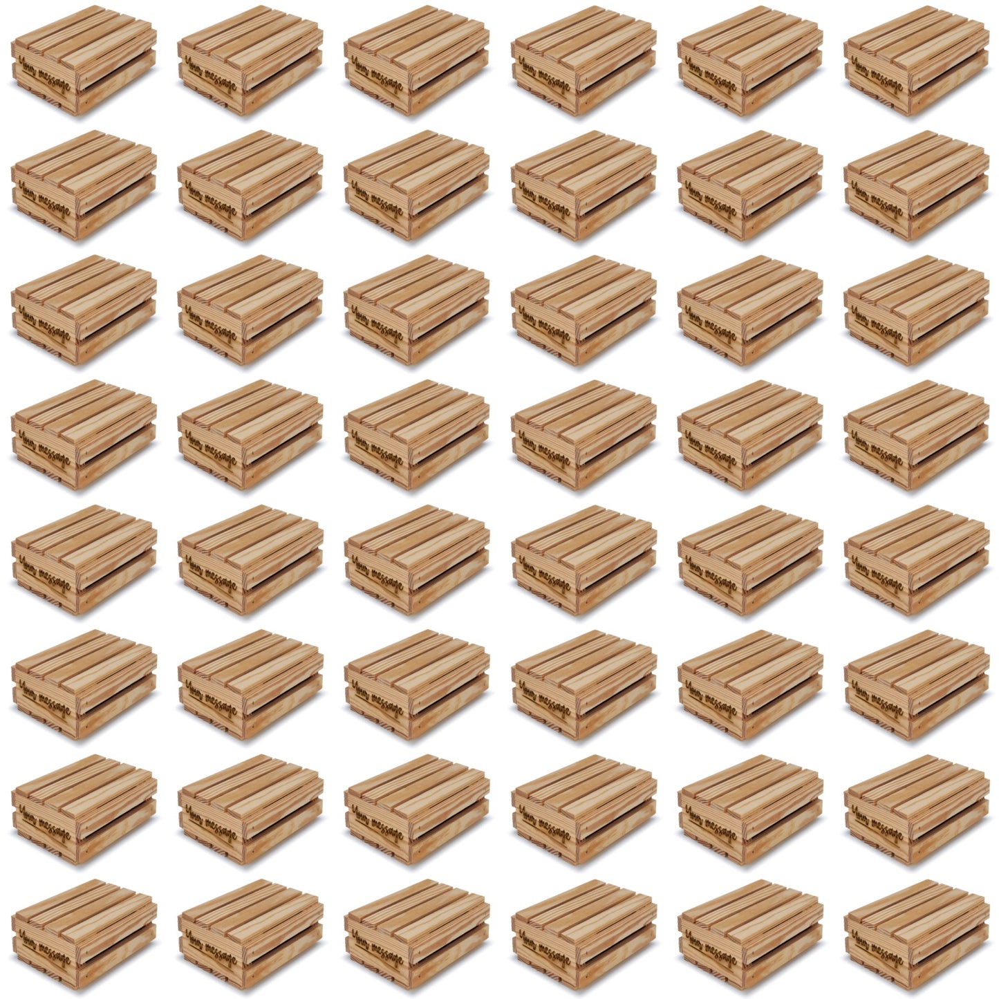 48 Small wooden crates with lid and your custom message 6x5x2.5